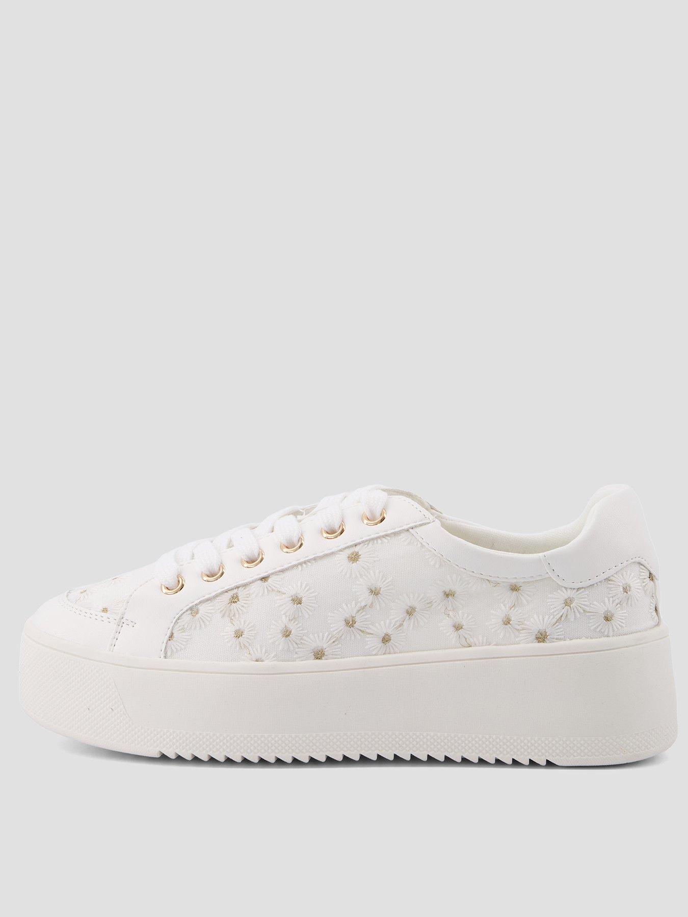 The Very Collection Wide Fit Flatform Trainer With Daisy - White