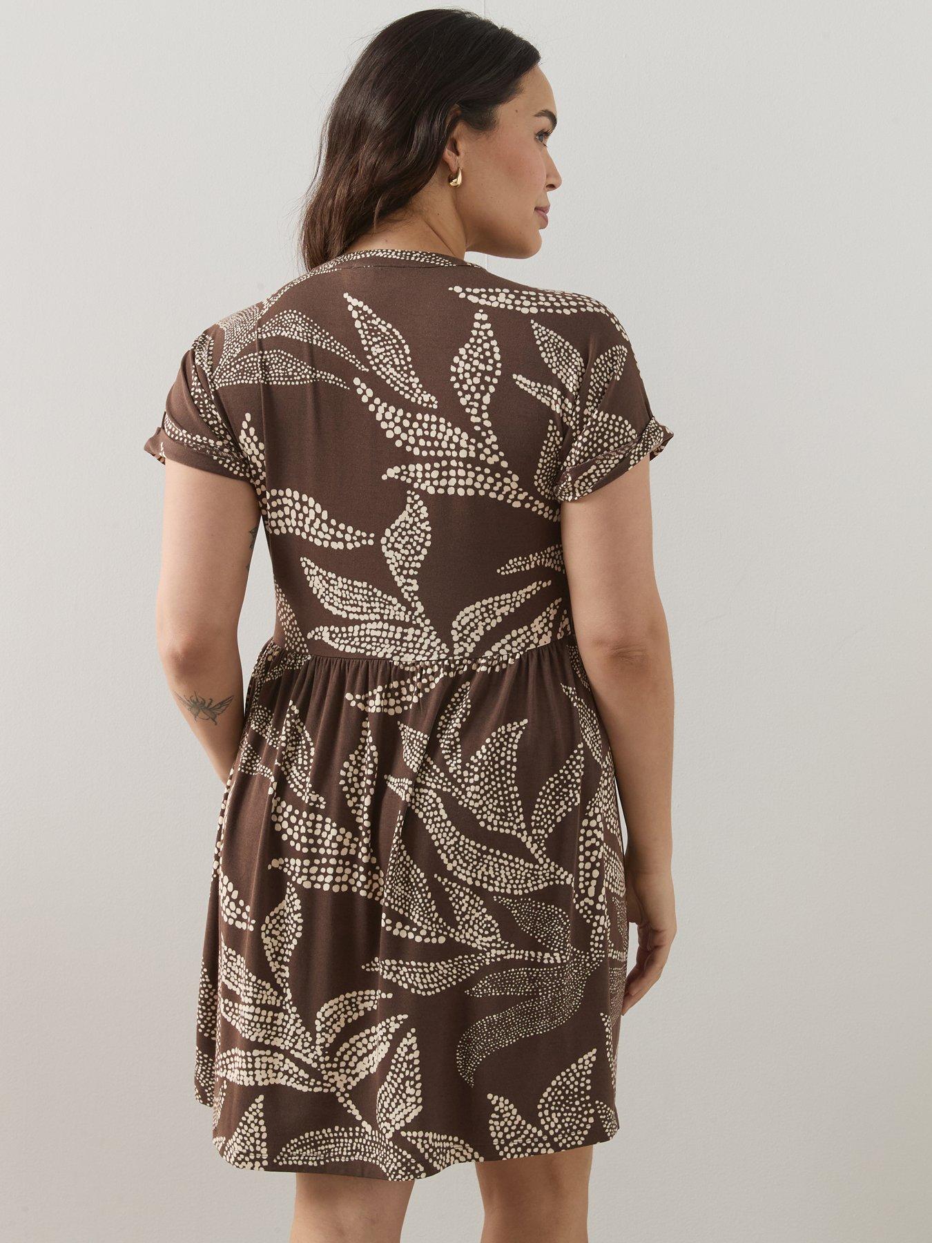 Image 6 of 6 of The Very Collection Curve Button Through Printed Stretch Mini Dress - Print