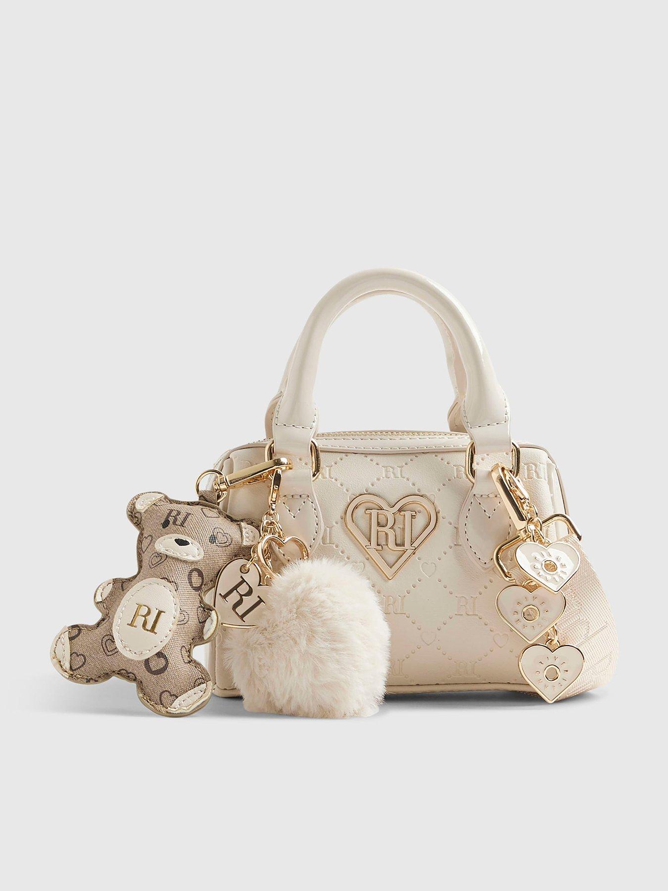 river-island-older-girls-mini-bowler-bag-and-charms-cream