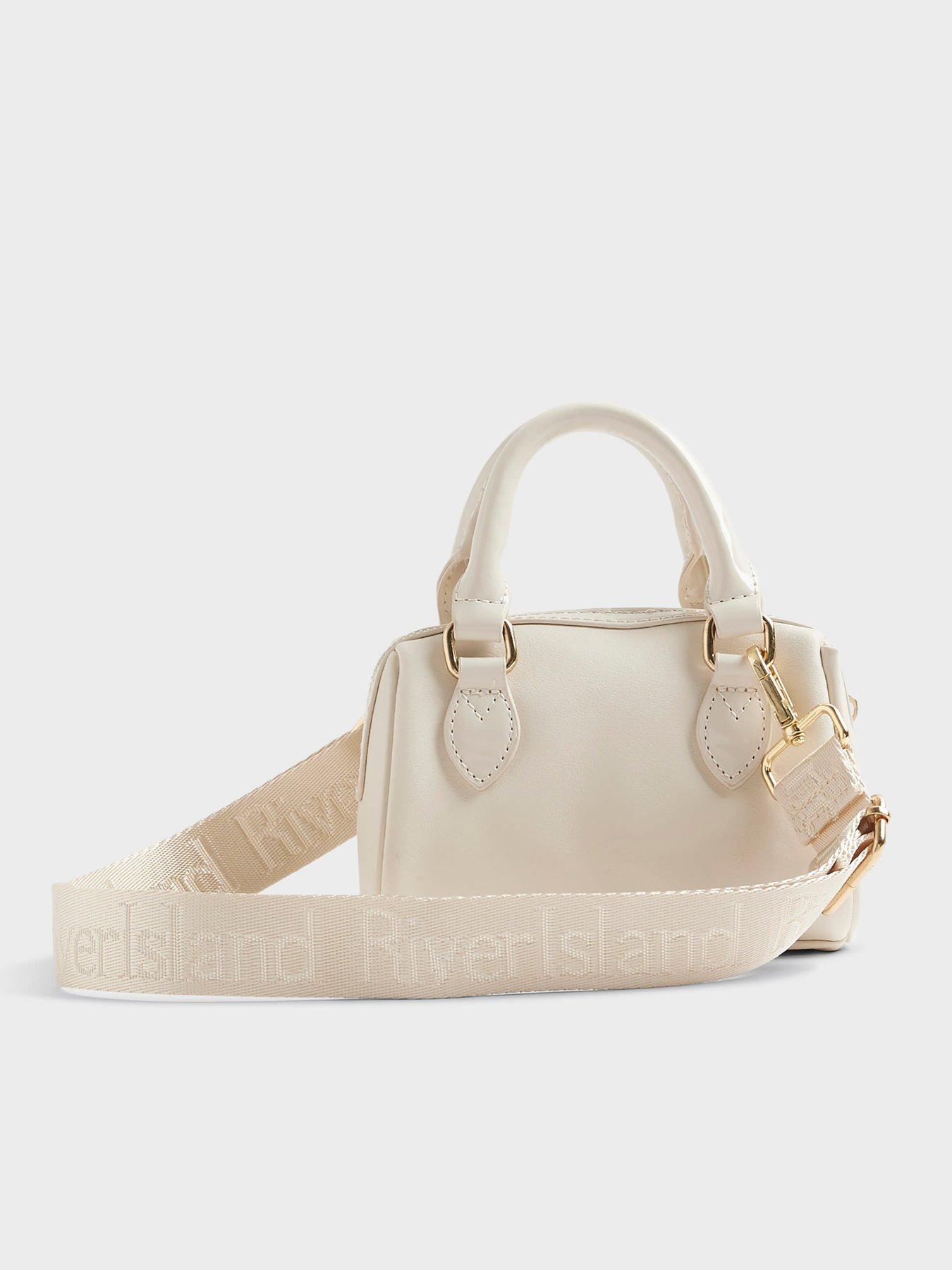  image of river-island-older-girls-mini-bowler-bag-and-charms-cream