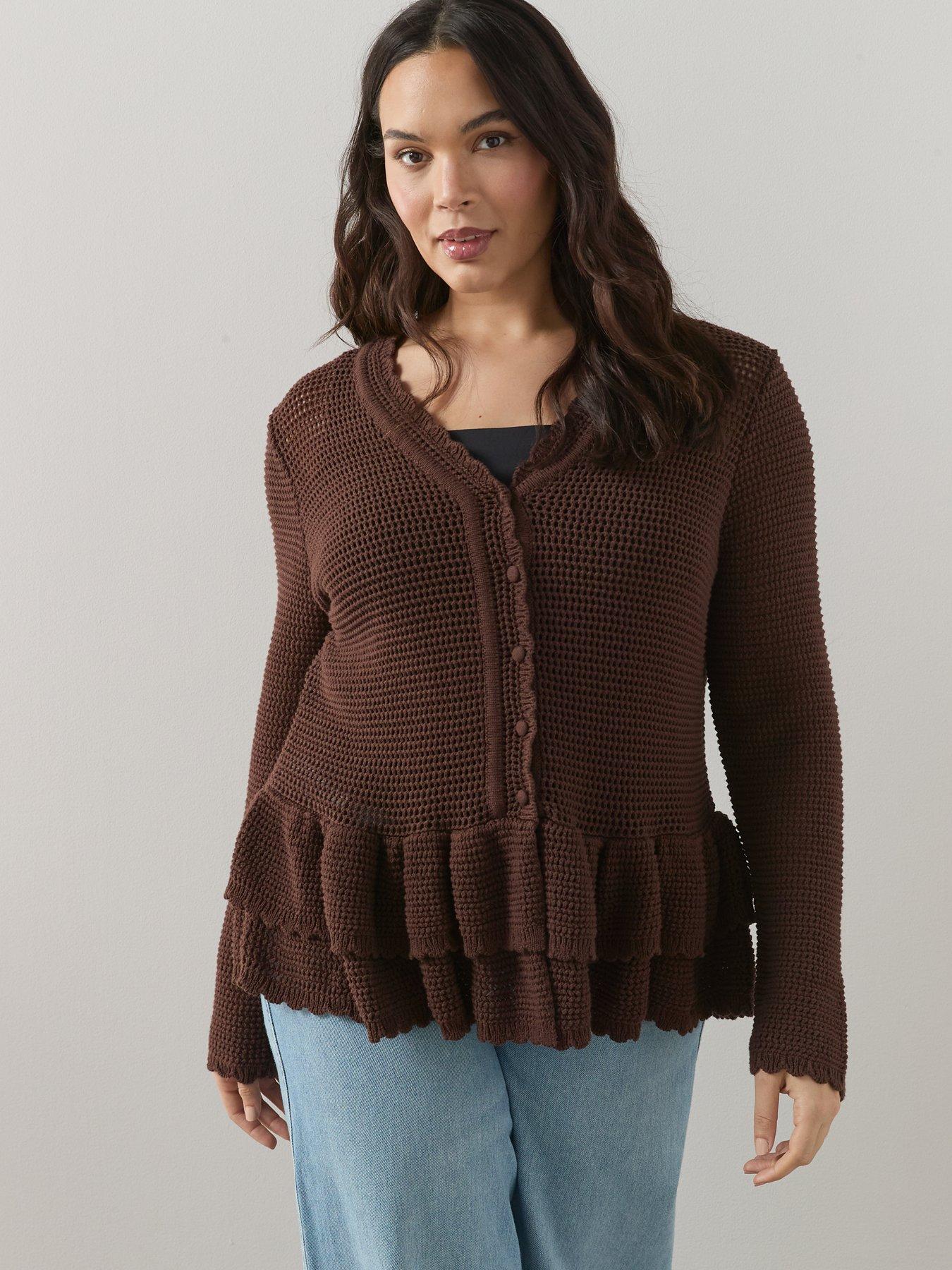 Image 5 of 6 of The Very Collection Curve Ruffle Hem Cardigan