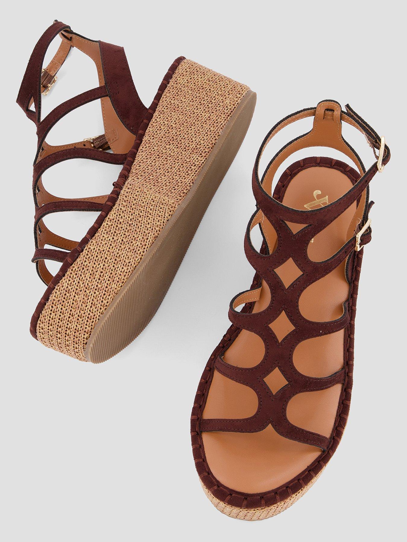  image of the-very-collection-gladiator-wedge-sandals-brown