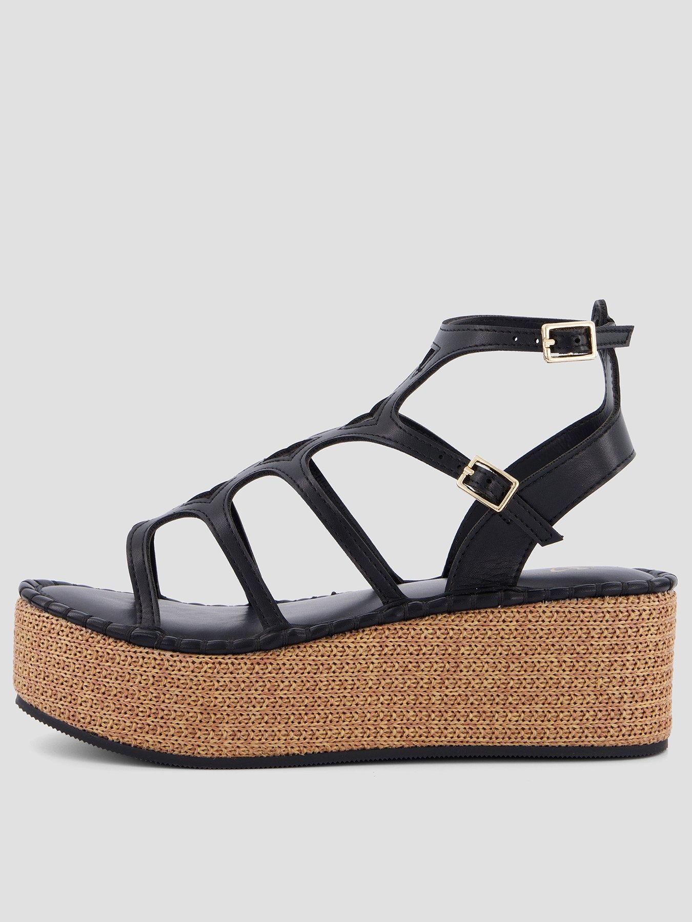 Image 1 of 7 of The Very Collection Gladiator Wedge Sandals- Black