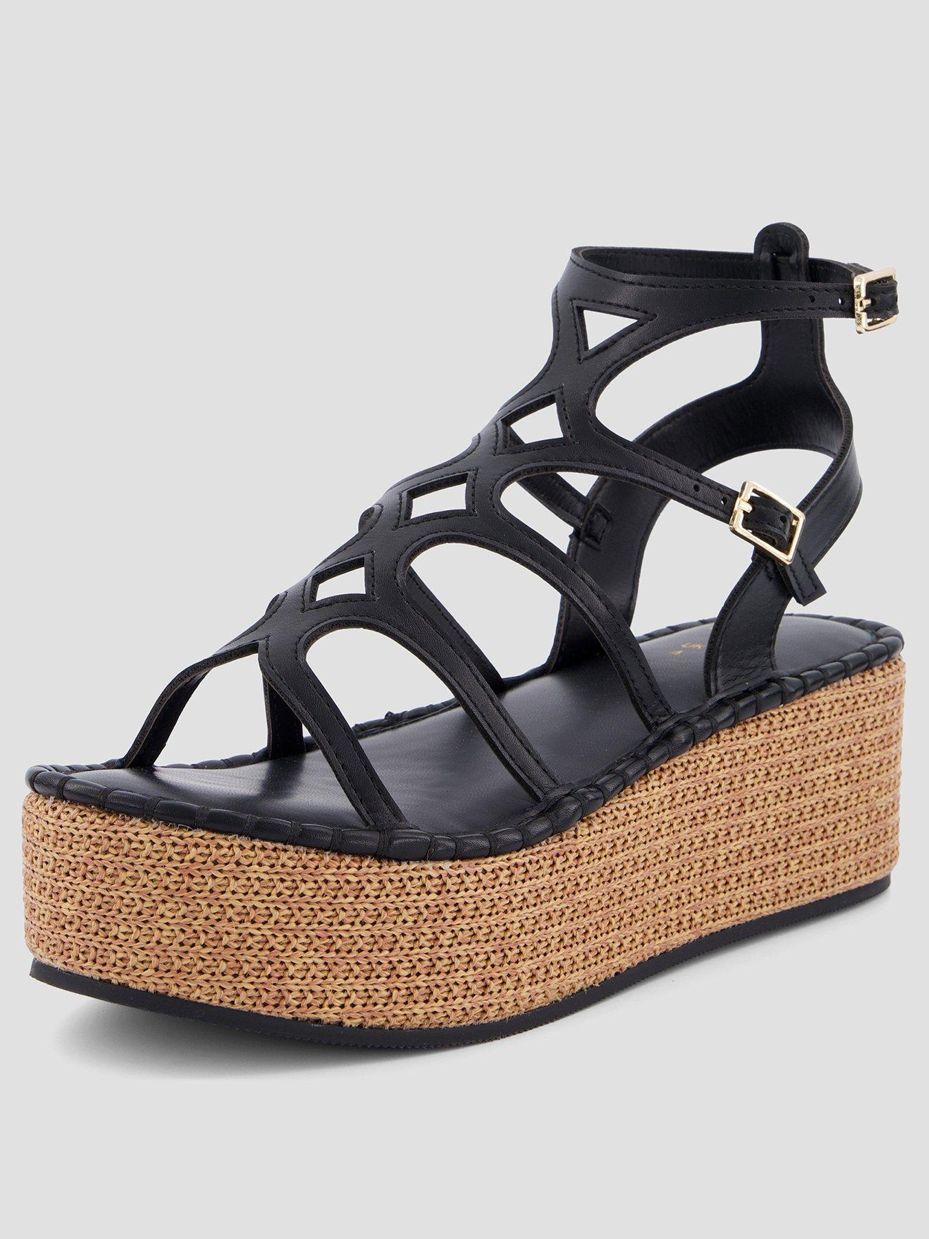 Image 2 of 7 of The Very Collection Gladiator Wedge Sandals- Black