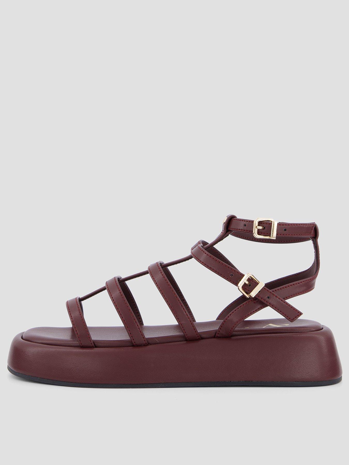 Image 1 of 7 of The Very Collection Gladiator Flatform Sandals - Burgundy