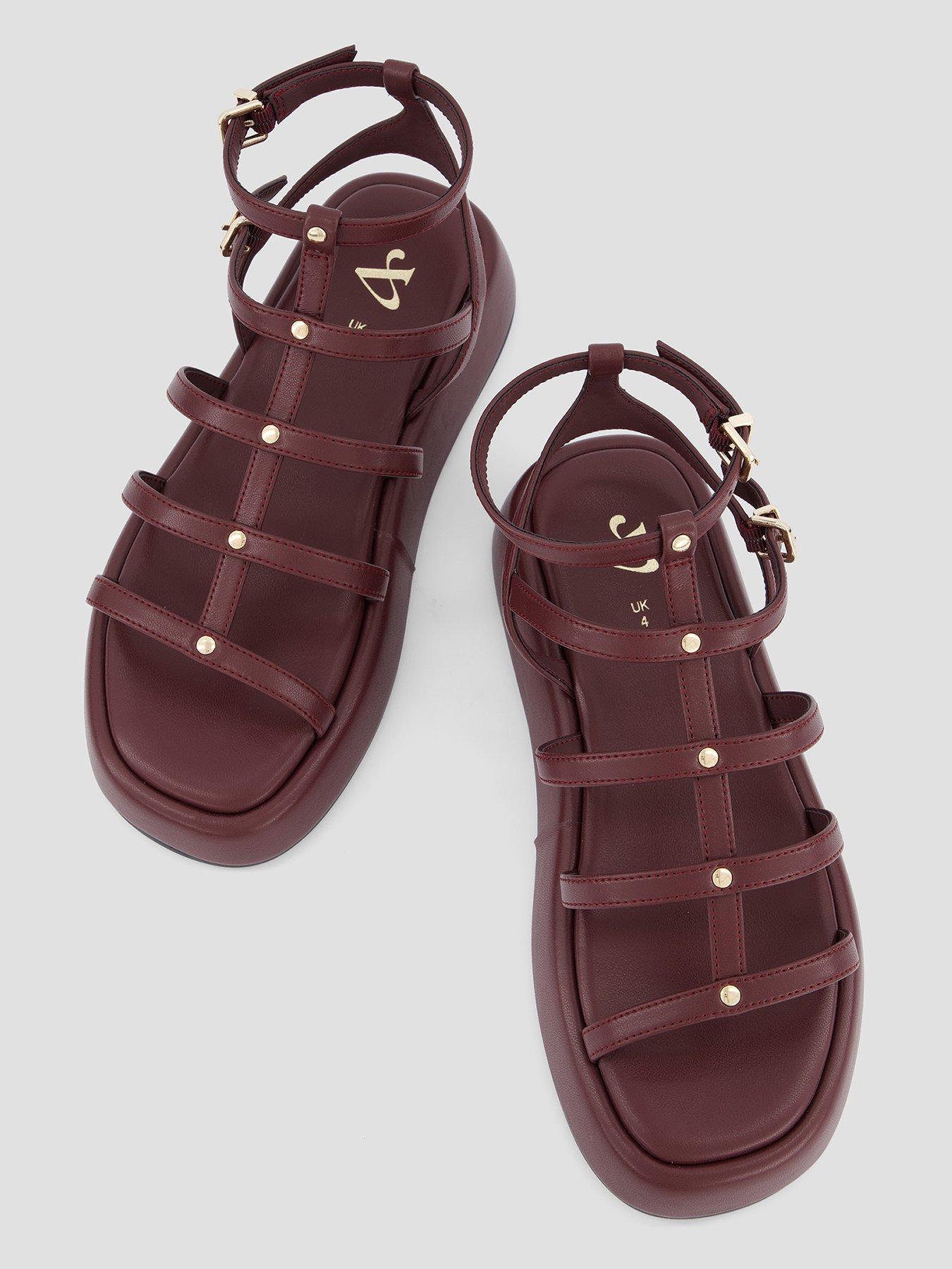 Image 3 of 7 of The Very Collection Gladiator Flatform Sandals - Burgundy
