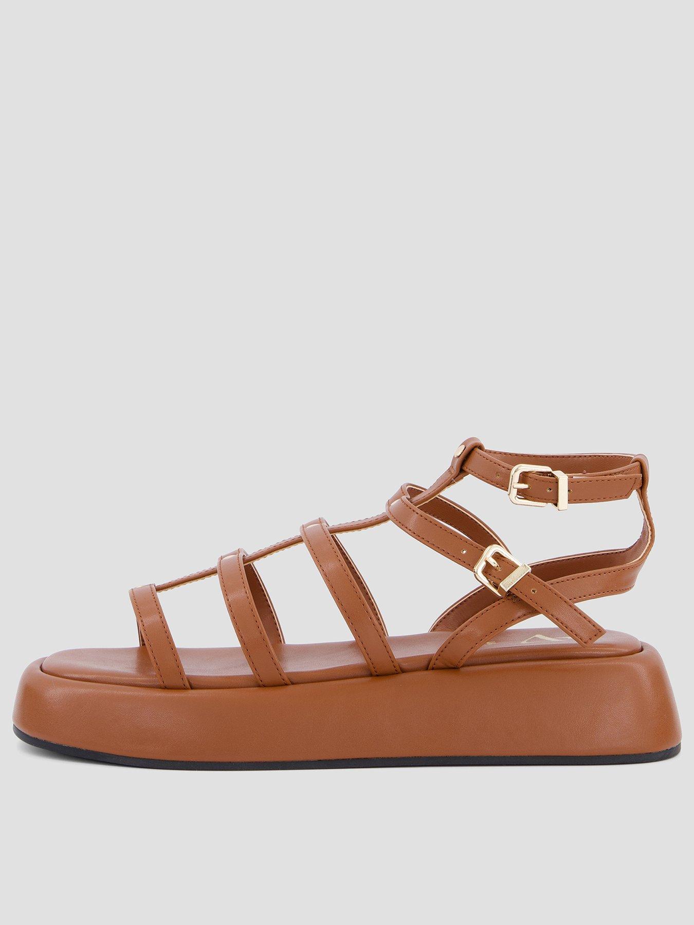 The Very Collection Gladiator Flatform Sandals - Brown
