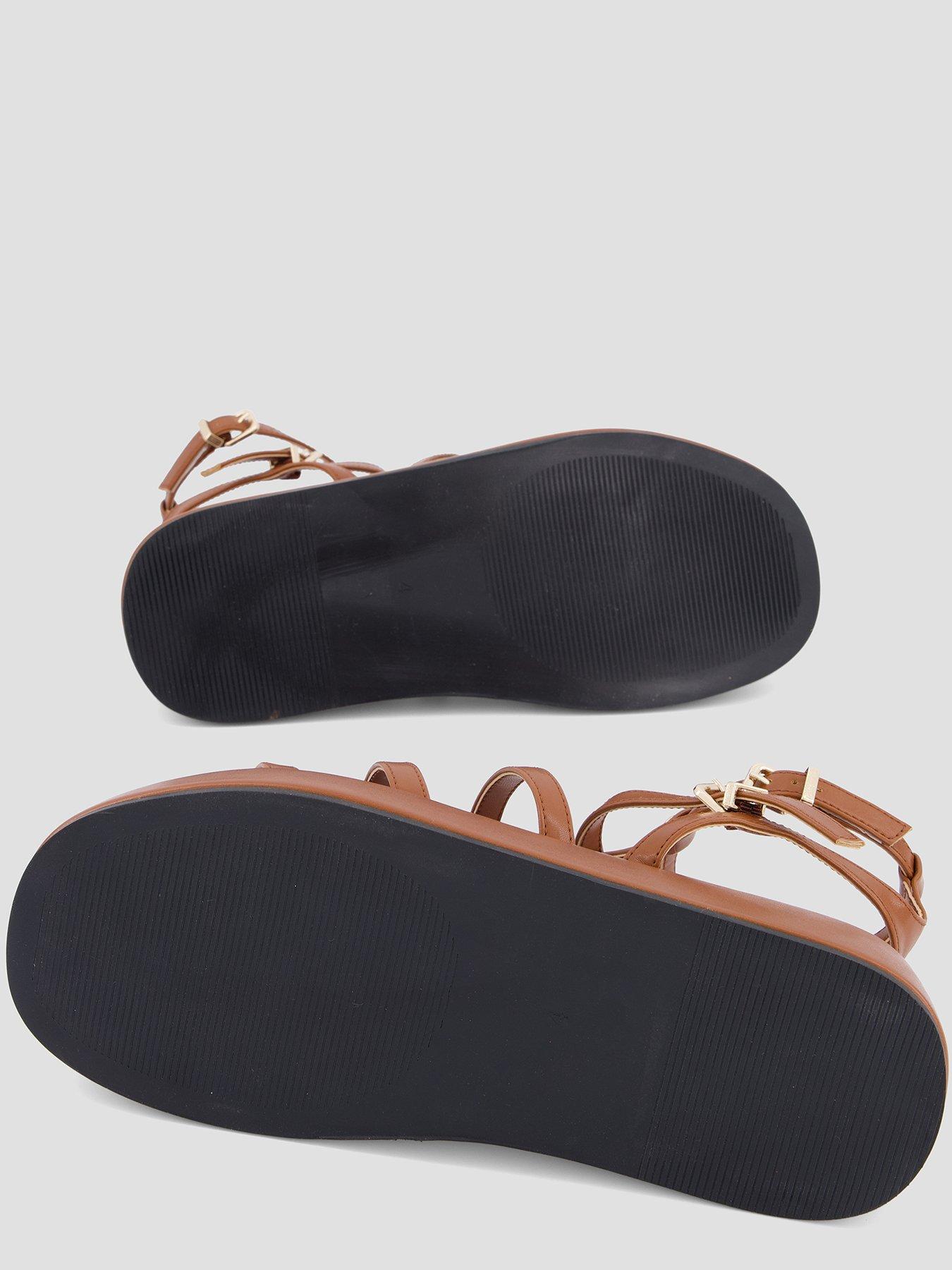 Image 4 of 7 of The Very Collection Gladiator Flatform Sandals - Brown