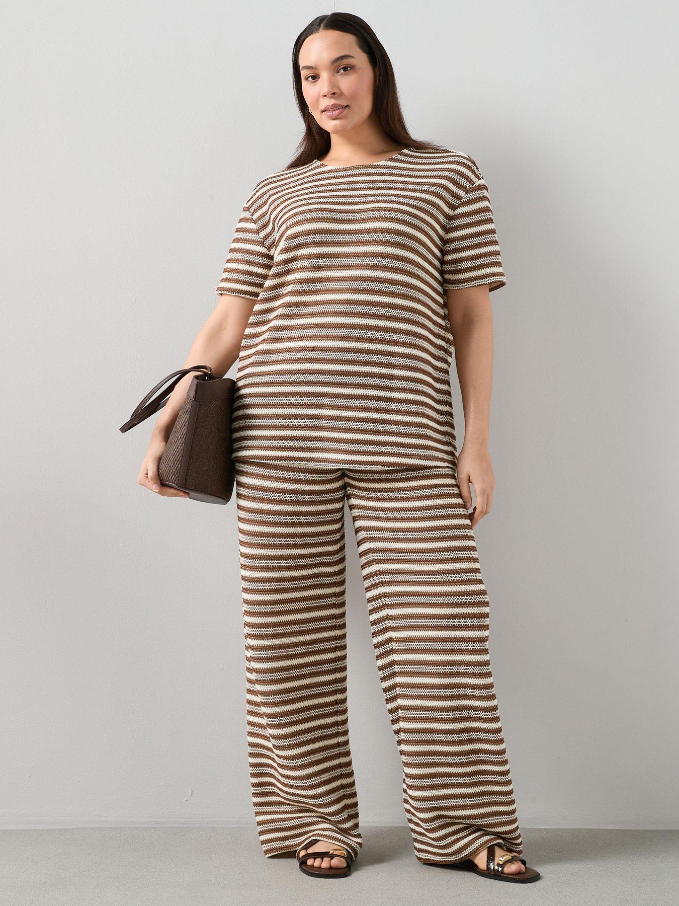 Image 1 of 6 of The Very Collection Curve Stripe Co-ord&nbsp;Crochet Trouser
