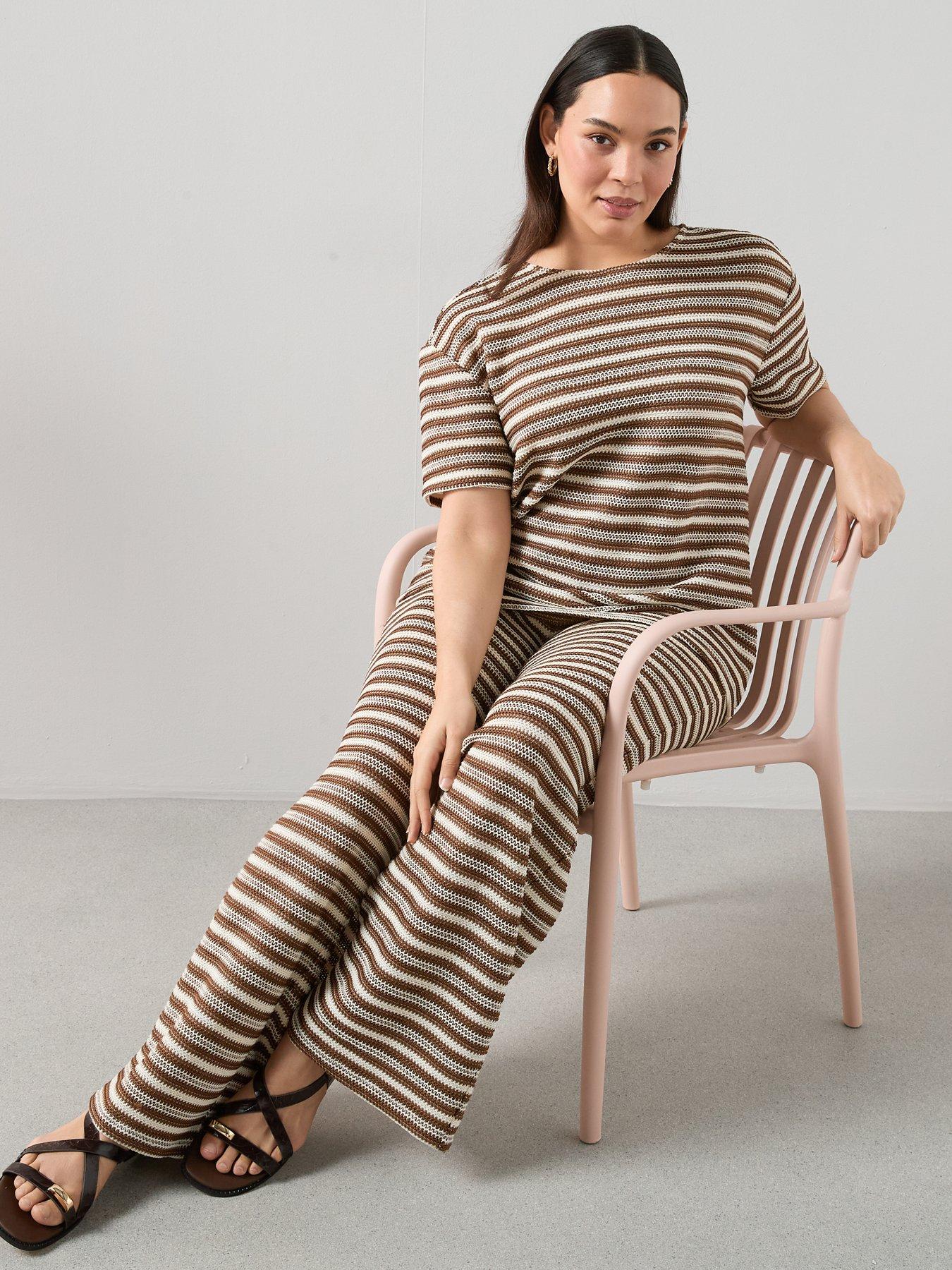 Image 4 of 6 of The Very Collection Curve Stripe Co-ord&nbsp;Crochet Trouser