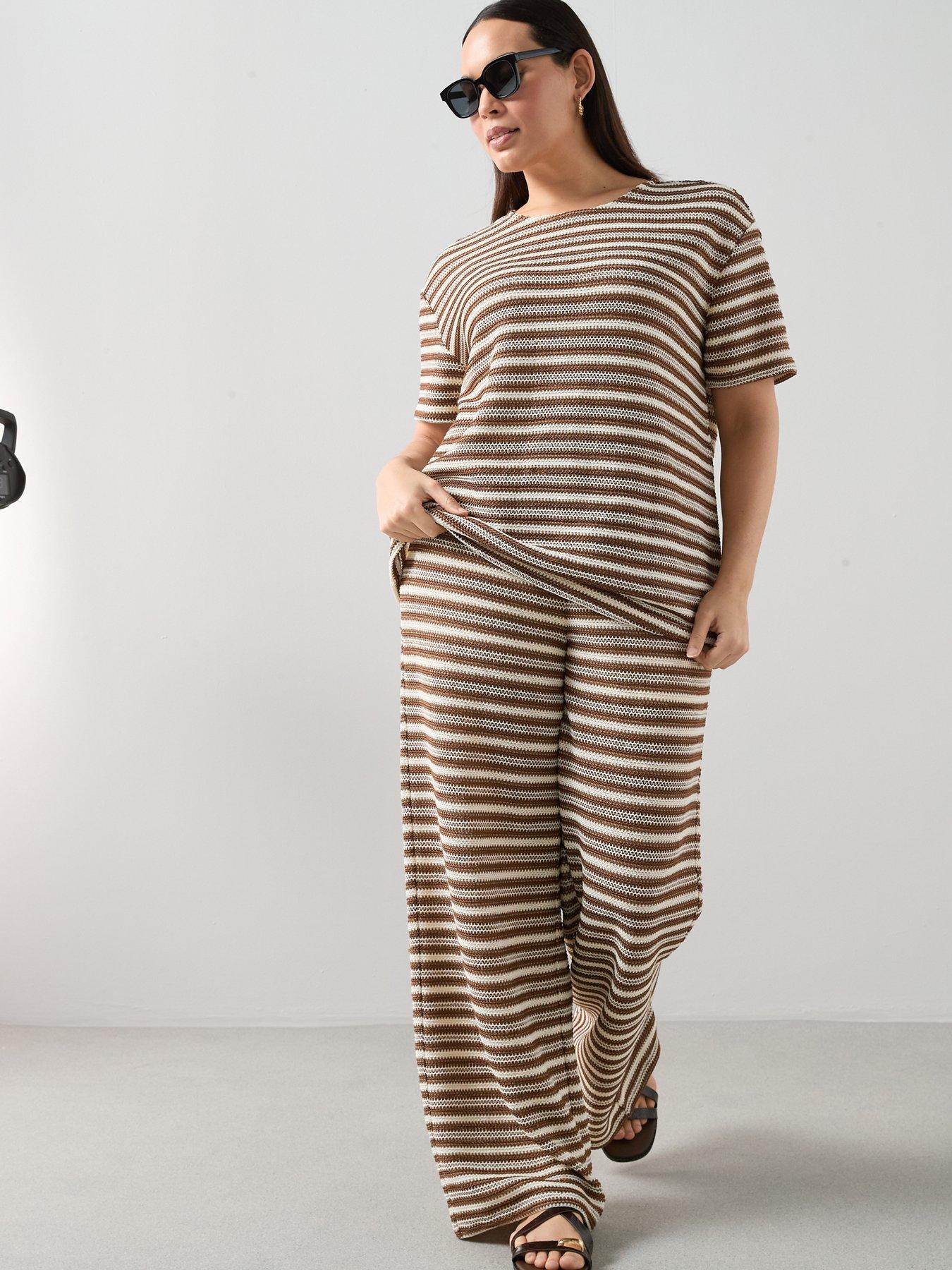 Image 6 of 6 of The Very Collection Curve Stripe Co-ord&nbsp;Crochet Trouser