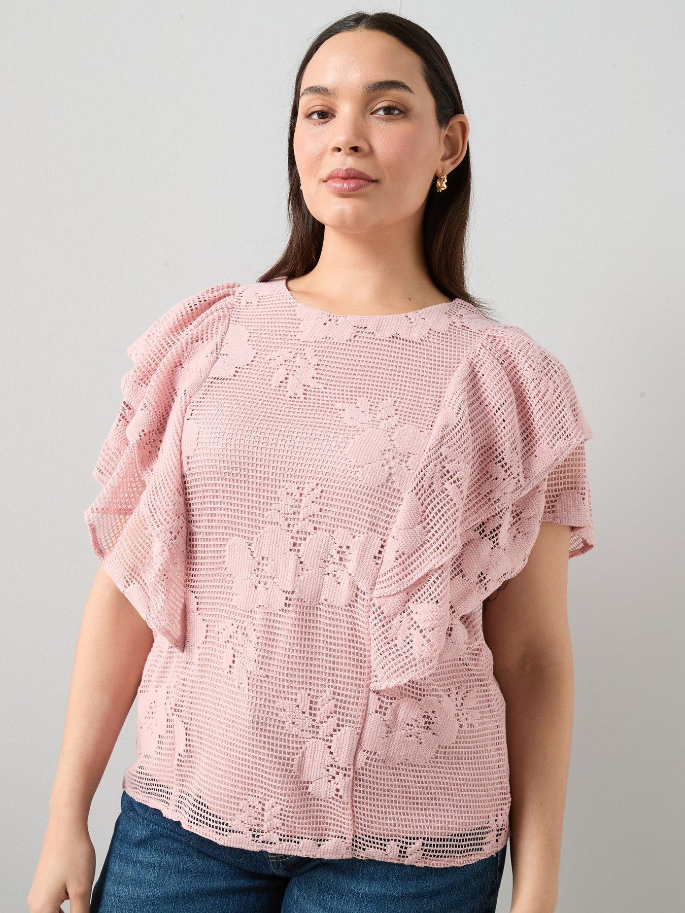 The Very Collection Curve Frill Sleeve Floral Top