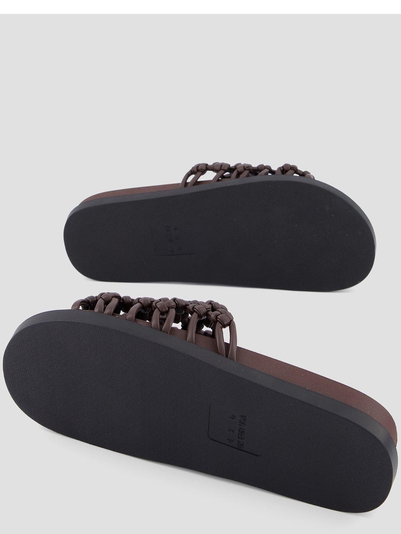 Image 4 of 7 of The Very Collection Wide Fit Woven Footbed Slider - Brown