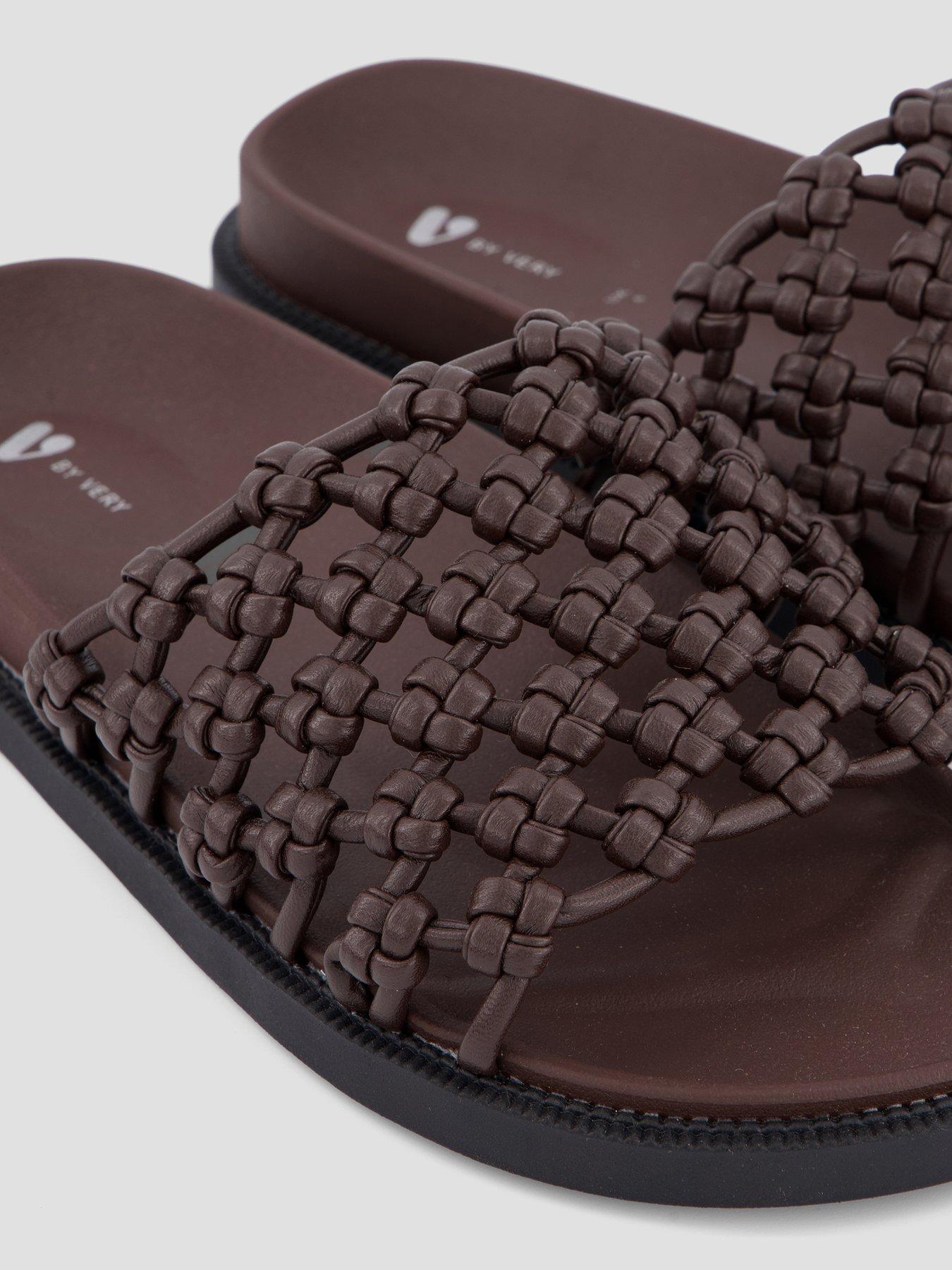 Image 5 of 7 of The Very Collection Wide Fit Woven Footbed Slider - Brown
