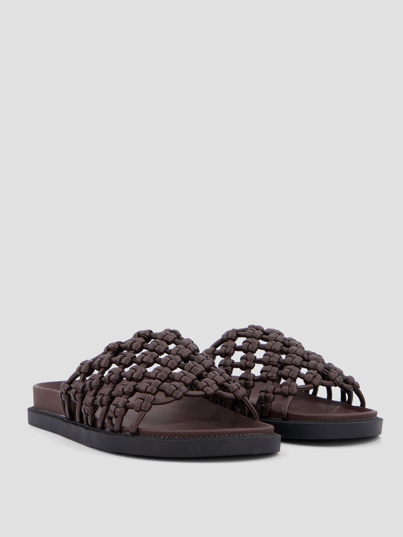 Image 6 of 7 of The Very Collection Wide Fit Woven Footbed Slider - Brown