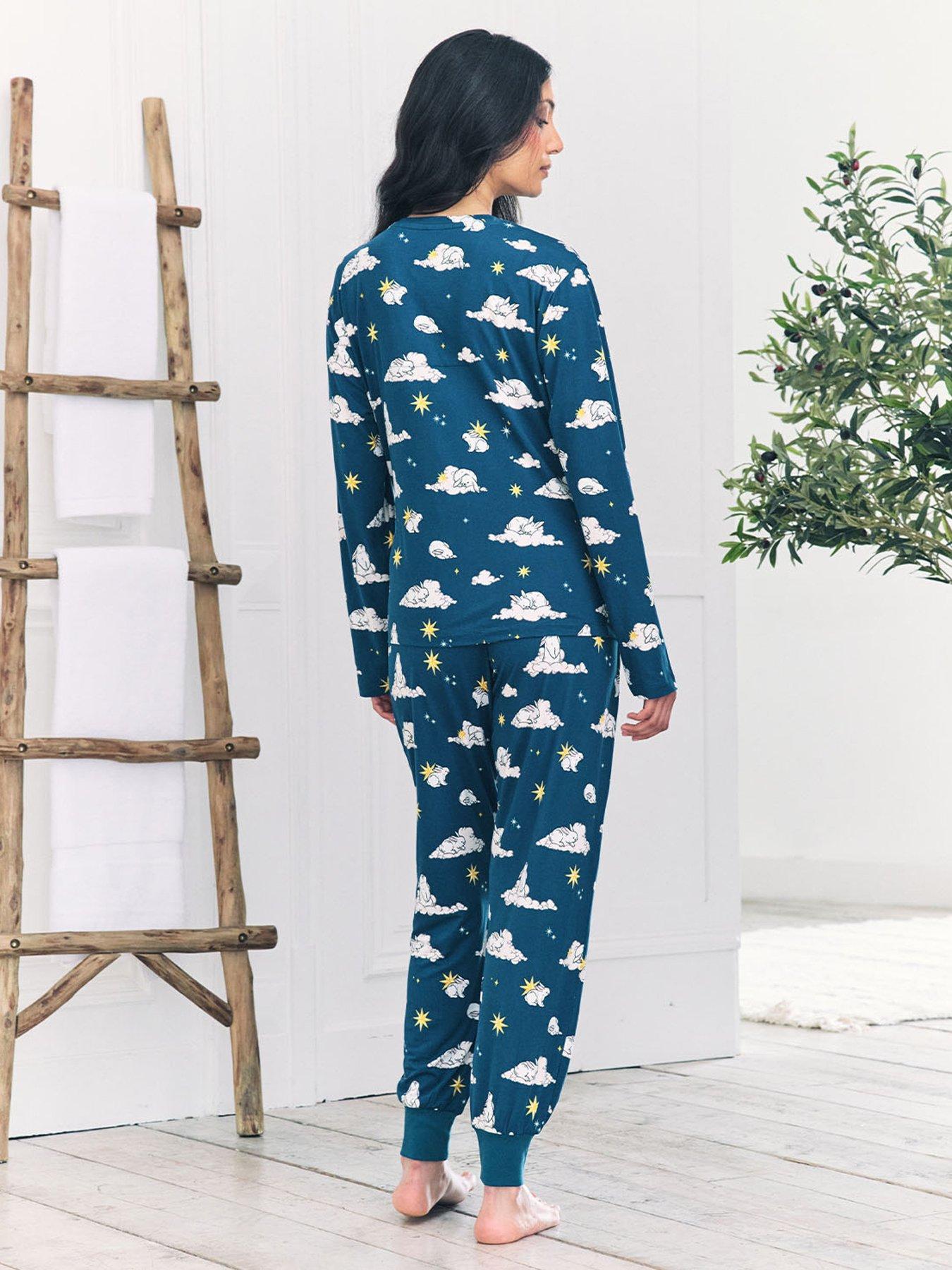 Image 2 of 5 of CHELSEA PEERS Chelsea Peers Maternity Long Sleeve Crew Neck Set With Sleeping Bunny Print In Polyester