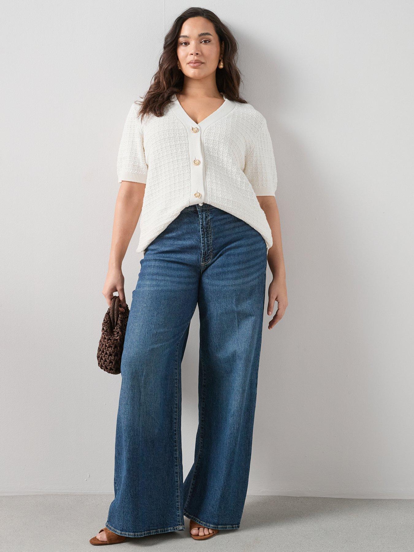  image of the-very-collection-curve-shell-button-short-sleeve-cardigan