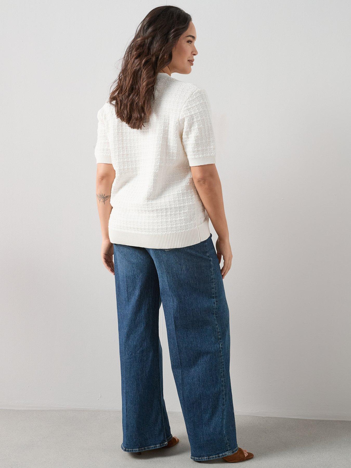  image of the-very-collection-curve-shell-button-short-sleeve-cardigan