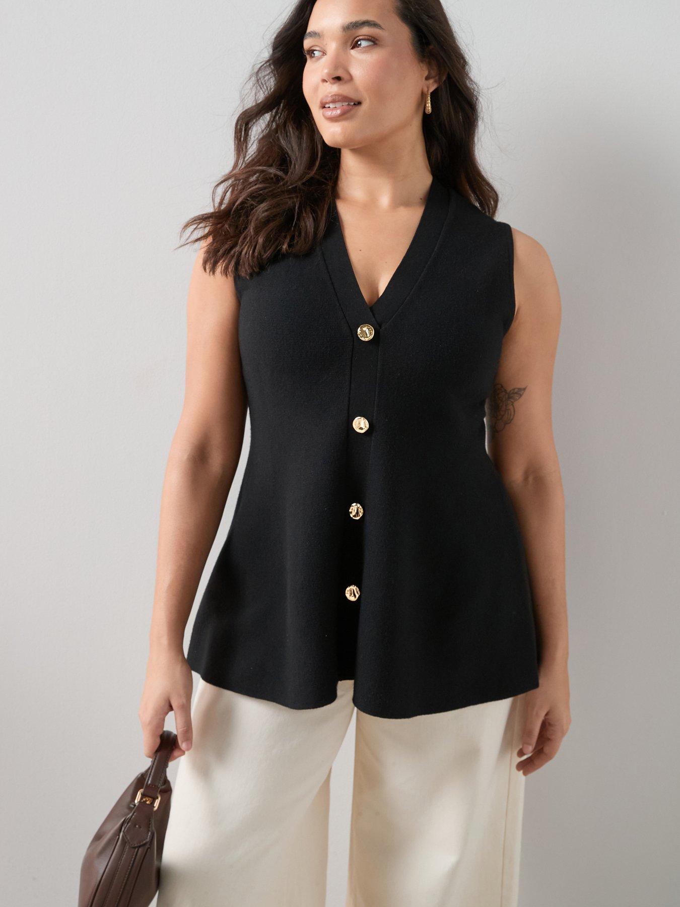 The Very Collection Curve Knitted Peplum Waistcoat