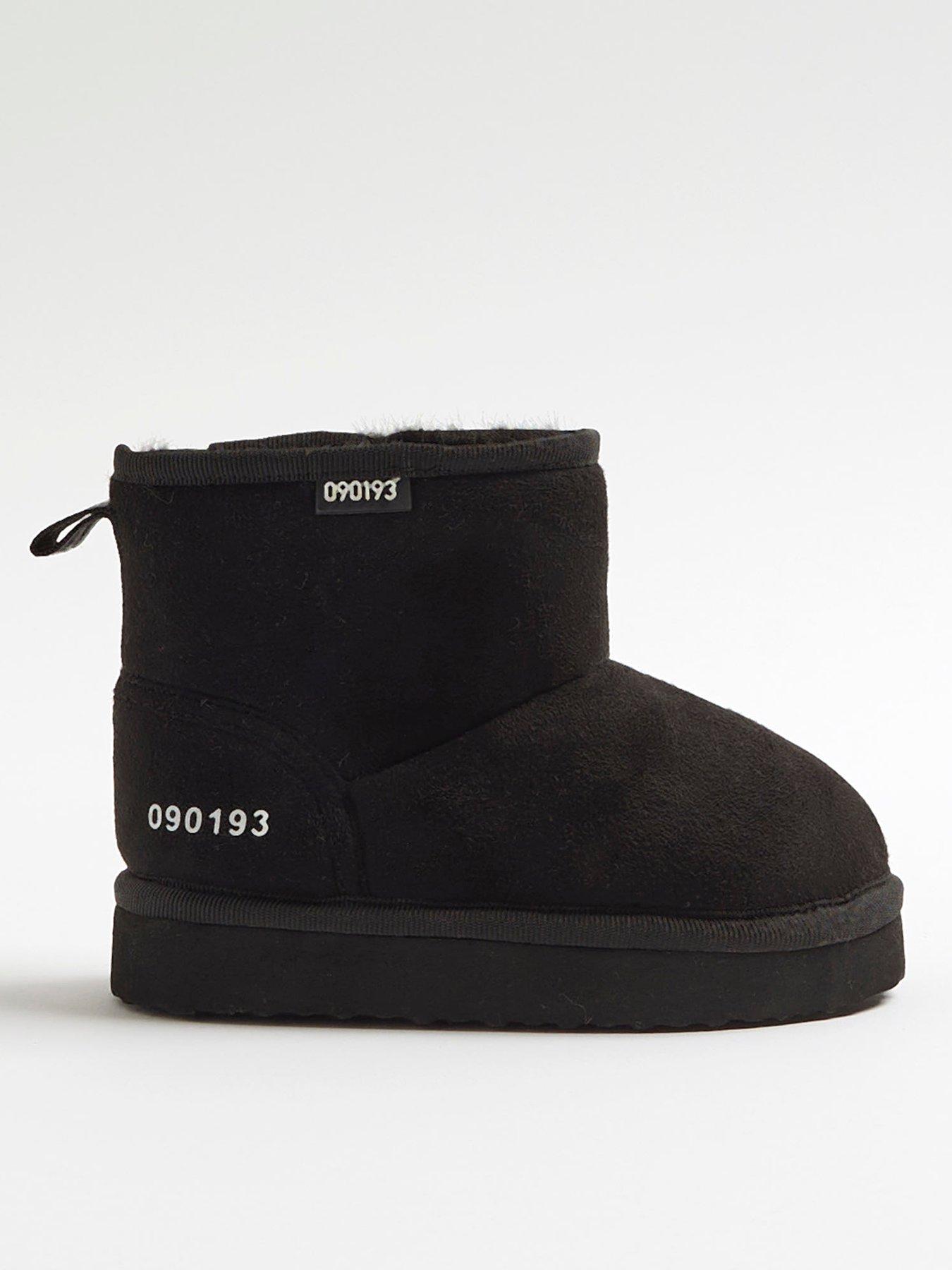 River Island Mini Boys Faux Fur Lined Boots - Black