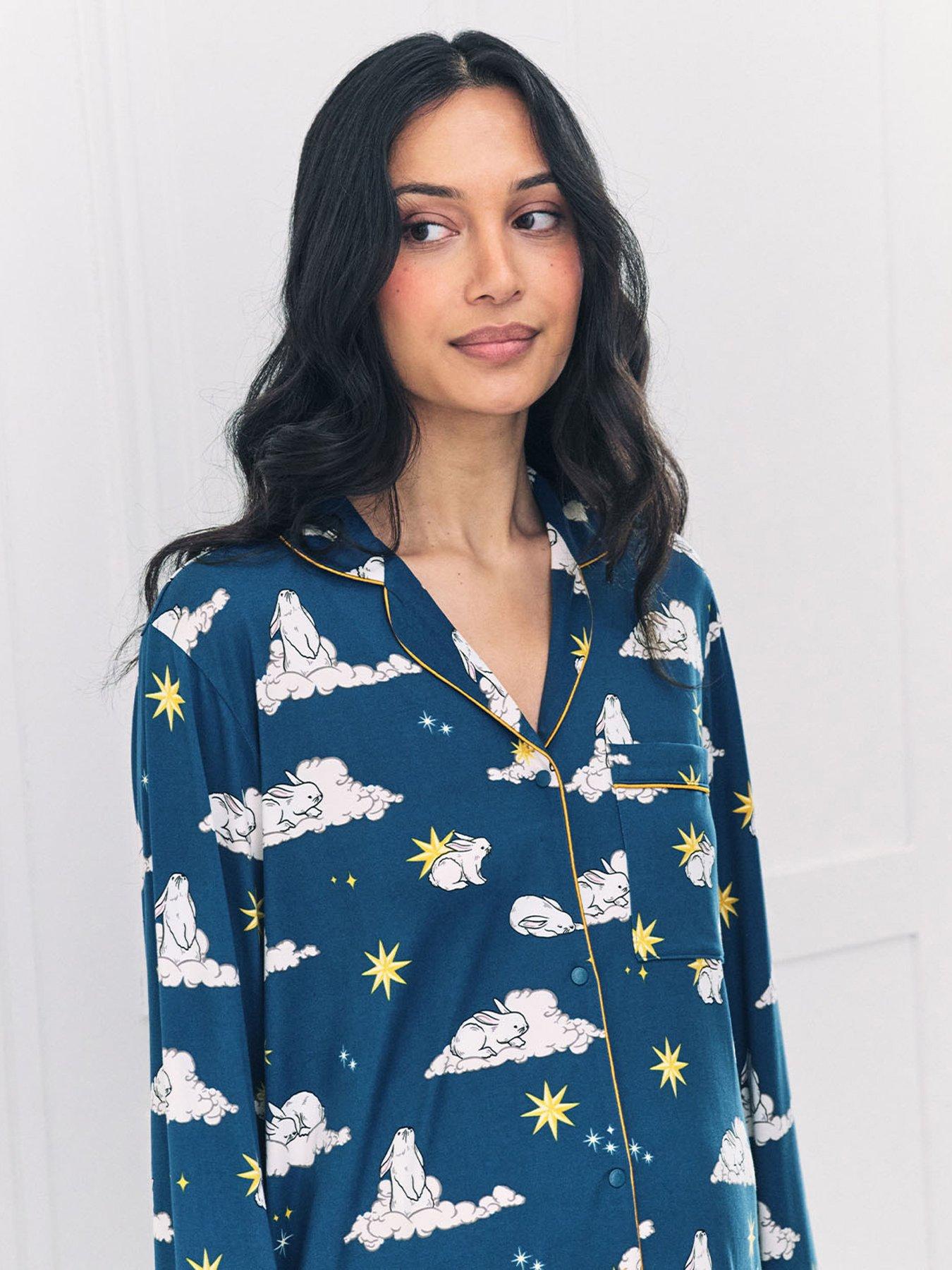 Image 4 of 5 of CHELSEA PEERS Chelsea Peers Maternity Night Shirt With Sleeping Bunny Print In Polyester