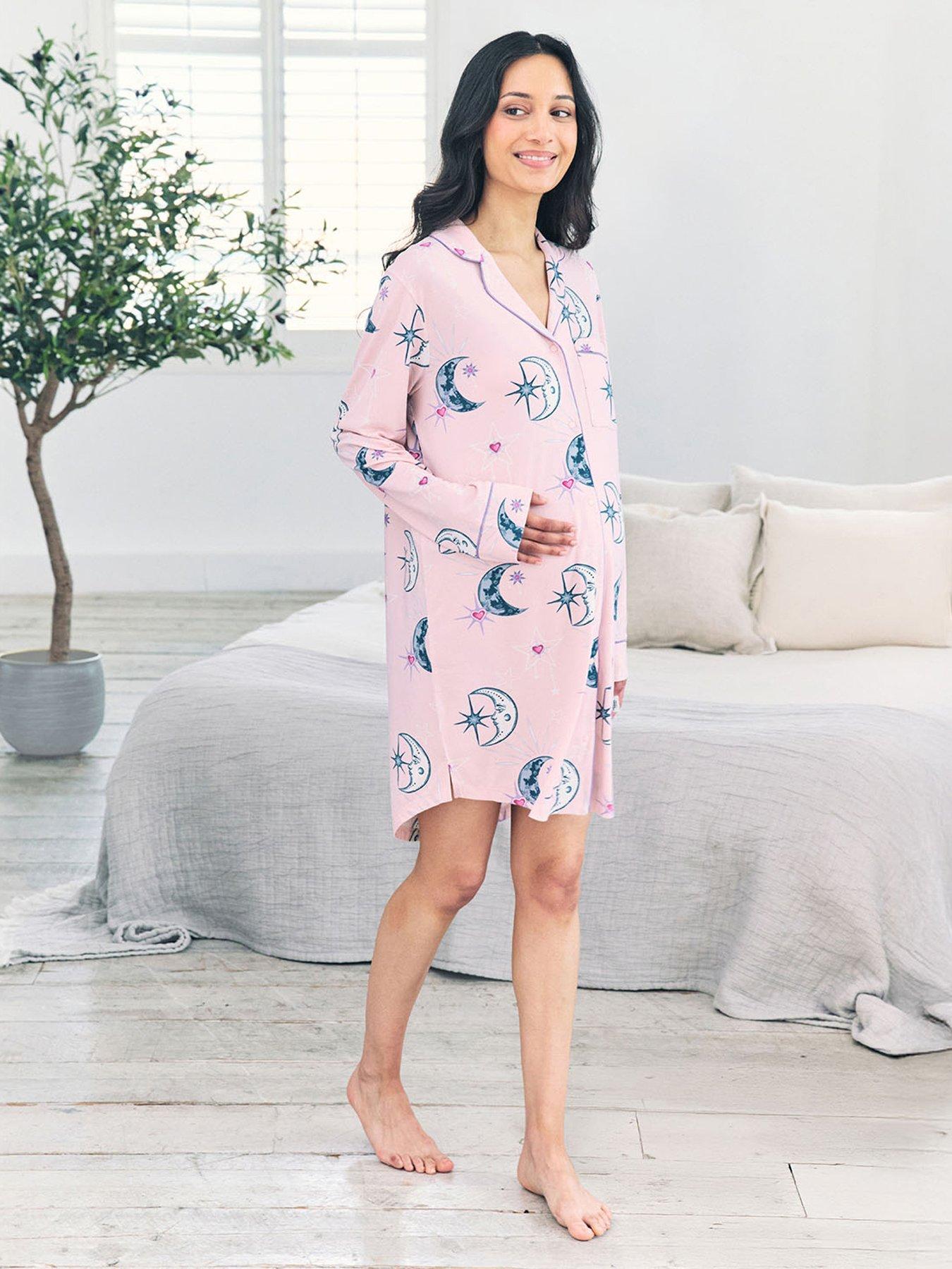 undefined Chelsea Peers Maternity Night Shirt With Star And Moon Print In Polyester
