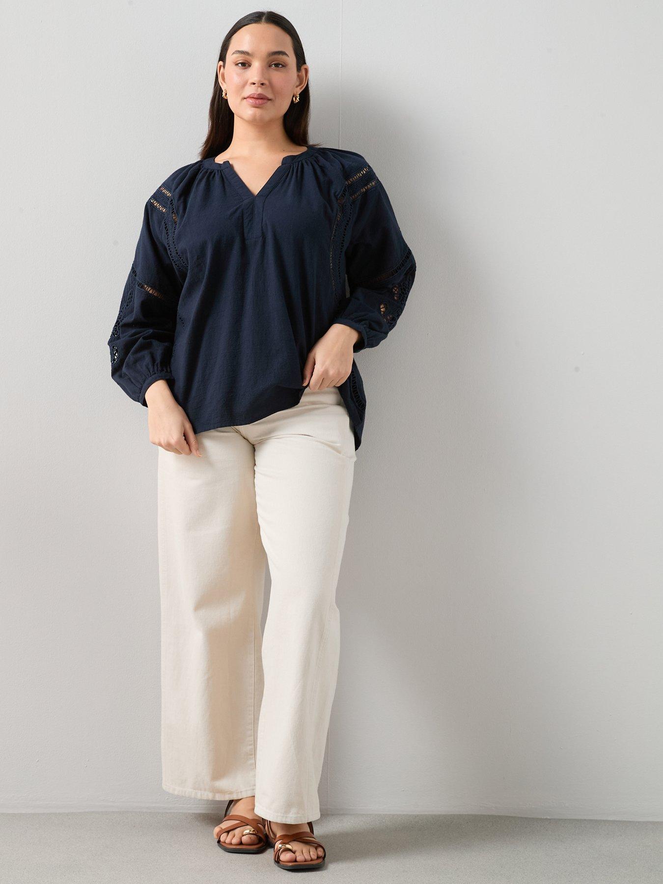 Image 3 of 6 of The Very Collection Curve Lace Trim Blouse
