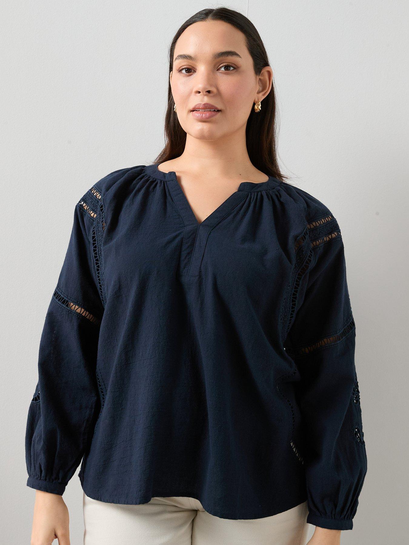 Image 4 of 6 of The Very Collection Curve Lace Trim Blouse