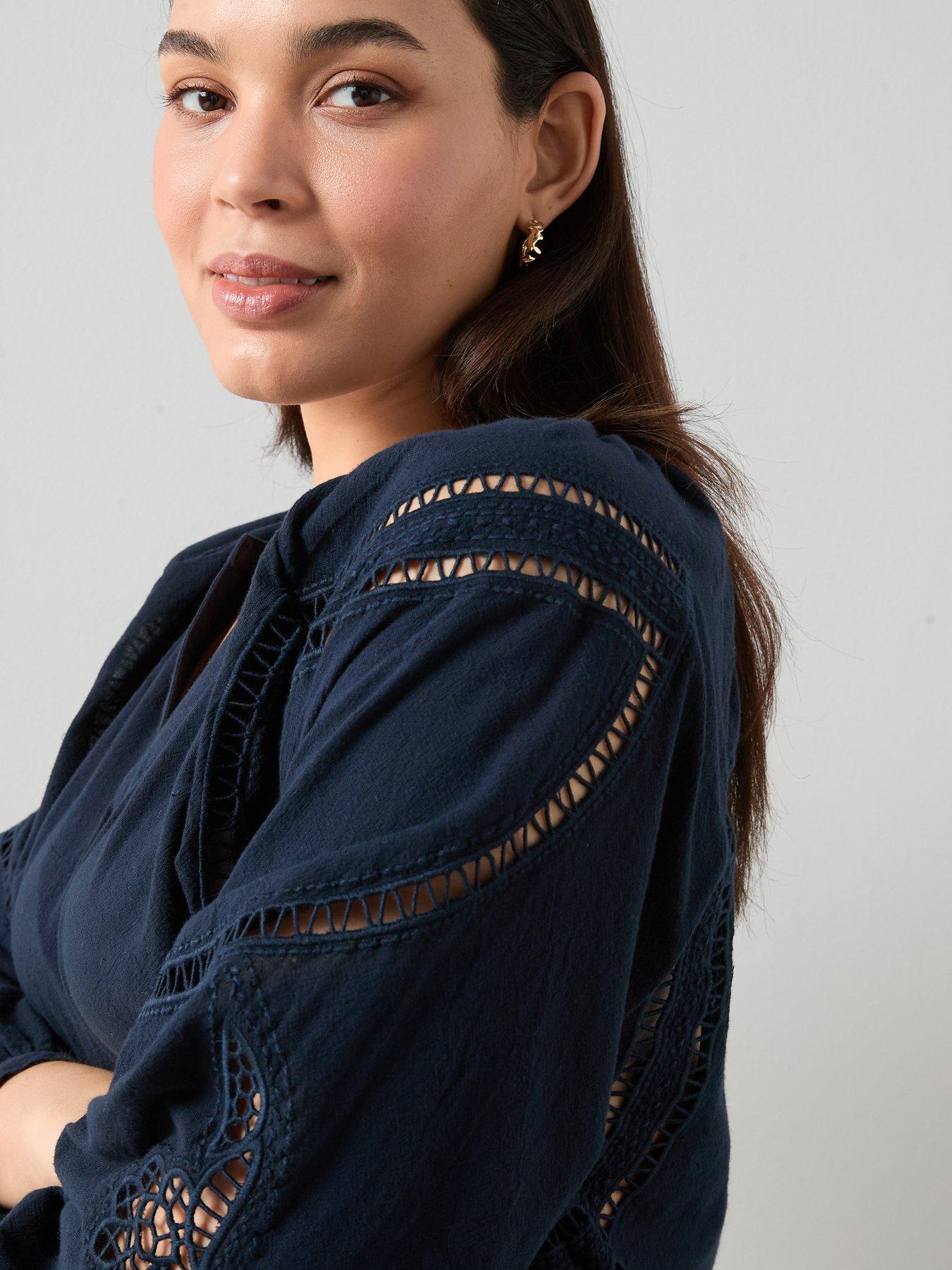 Image 6 of 6 of The Very Collection Curve Lace Trim Blouse