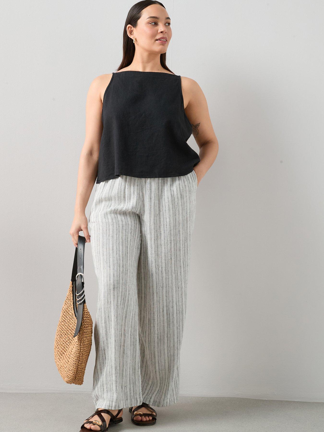 The Very Collection Stripe Linen Wide Leg Trouser - Multi