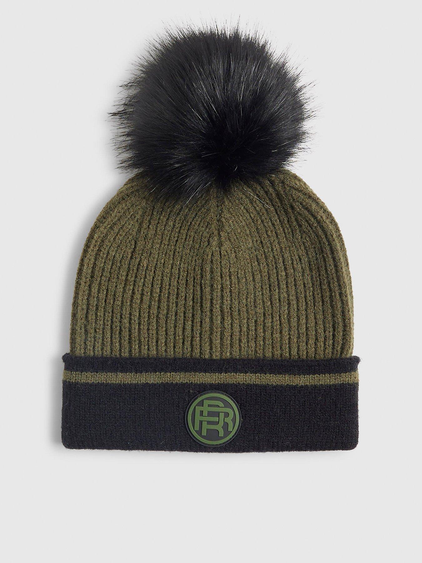 River Island Older Boys Colour Block Pom Beanie - Khaki