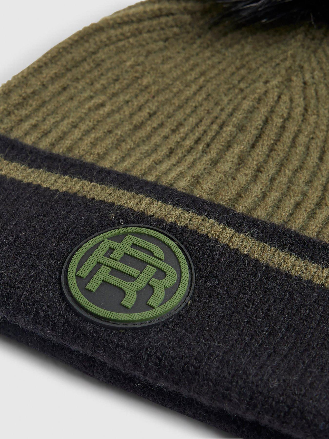  image of river-island-older-boys-colour-block-pom-beanie-khaki