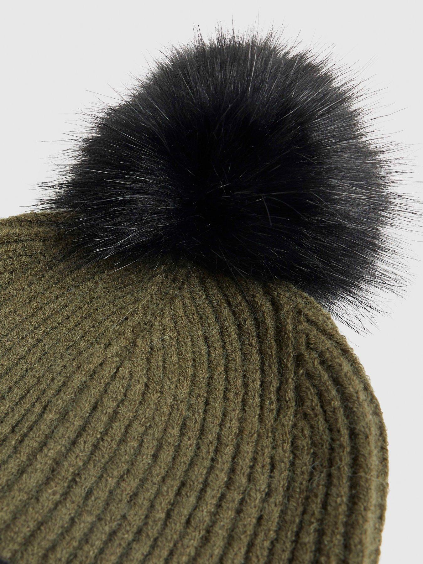  image of river-island-older-boys-colour-block-pom-beanie-khaki