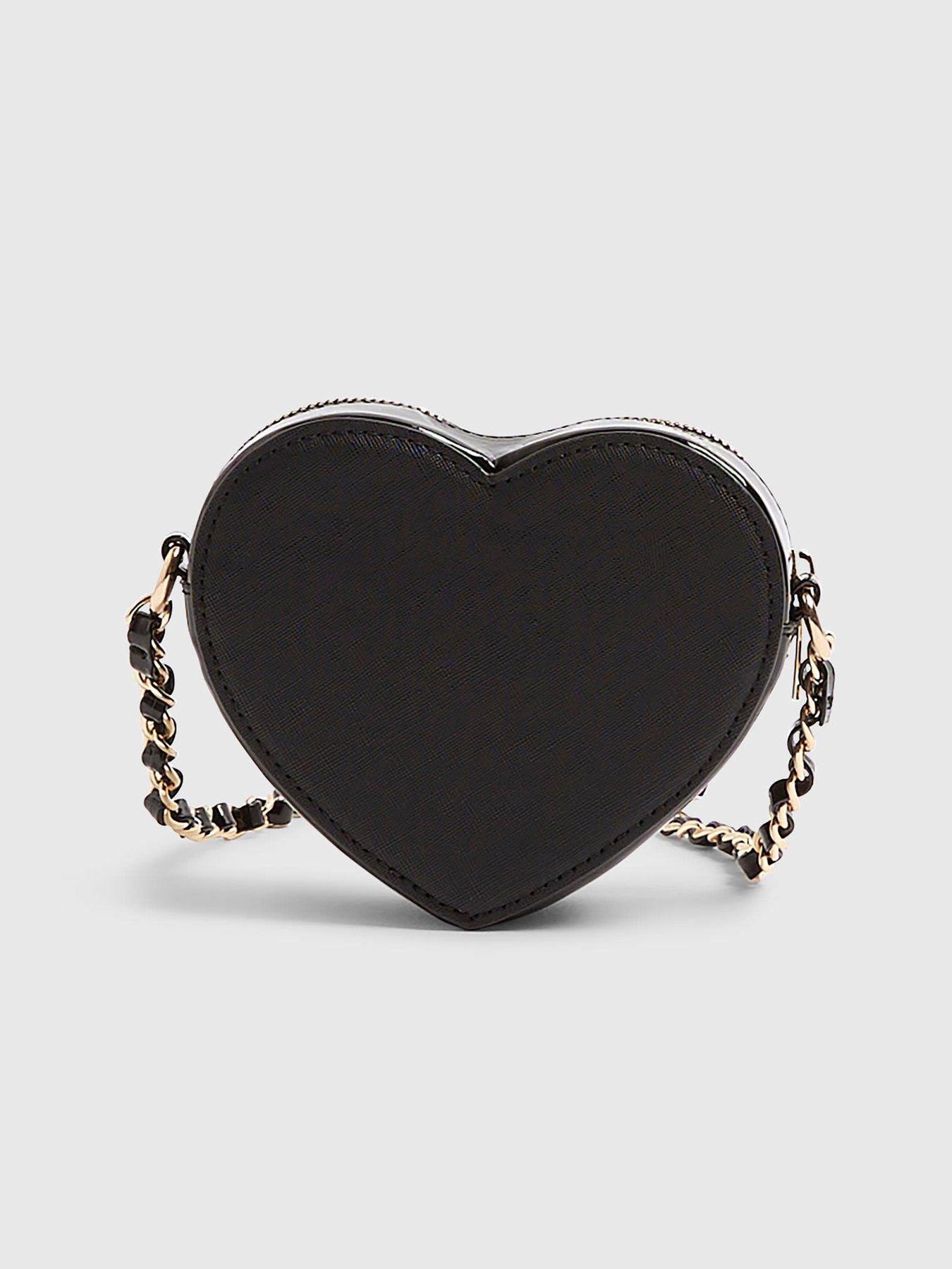 image of river-island-older-girls-boucle-heart-bow-crossbody-bag-black