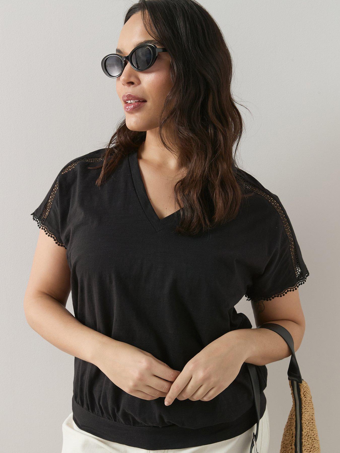 The Very Collection Curve V Neck Banded Hem T-shirt