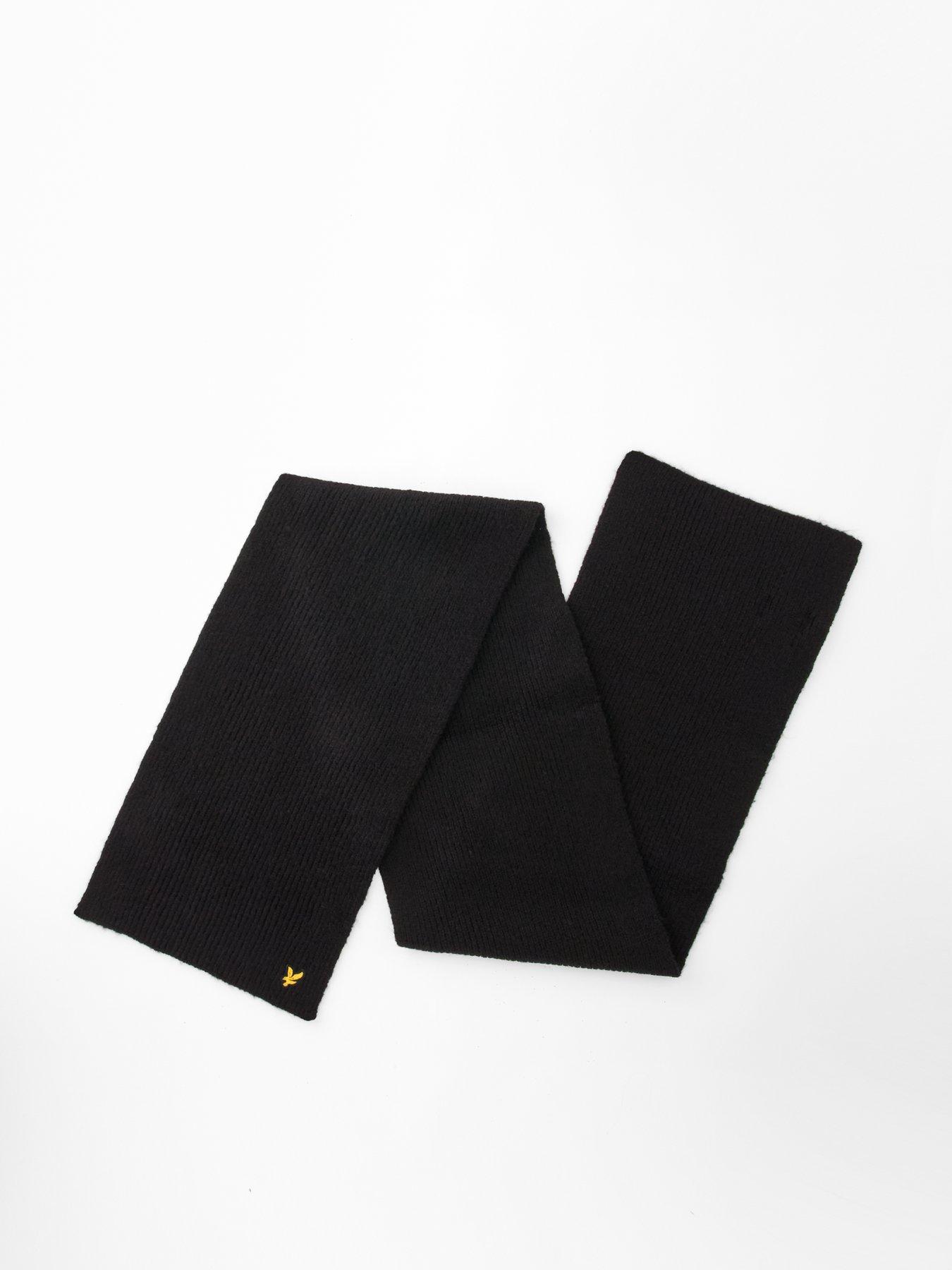 back image of lyle-scott-brushed-scarf-and-beanie-set-black