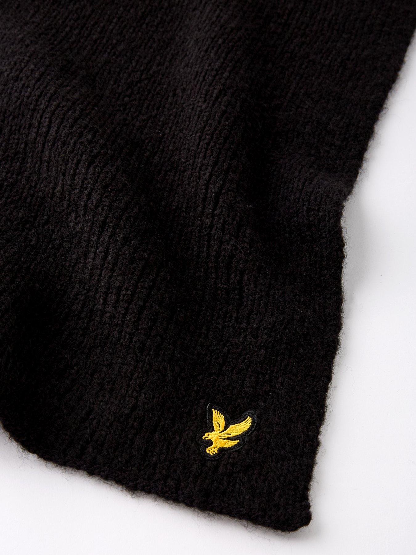  image of lyle-scott-brushed-scarf-and-beanie-set-black