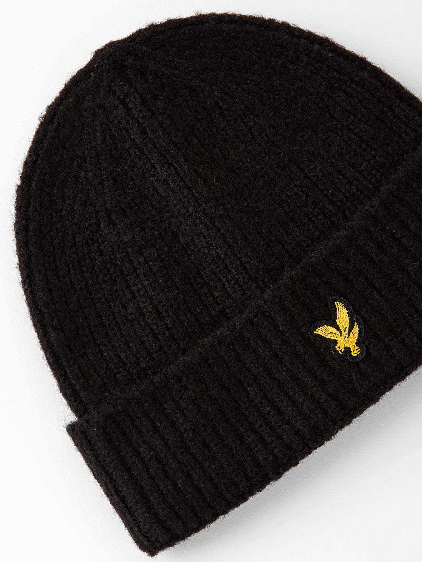  image of lyle-scott-brushed-scarf-and-beanie-set-black