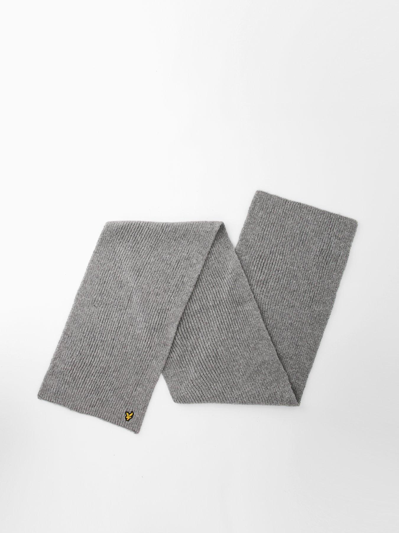 back image of lyle-scott-brushed-scarf-and-beanie-set-grey