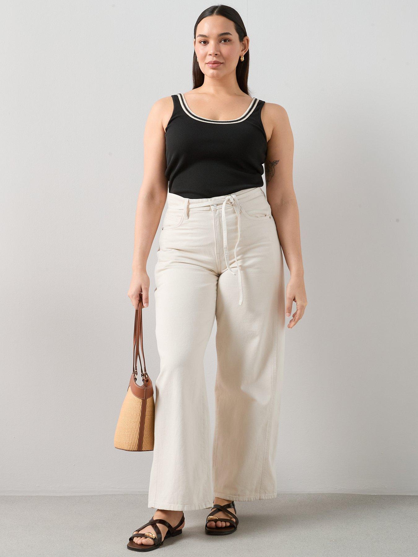 Image 3 of 6 of The Very Collection Curve Stitch Detail Rib Vest - Black