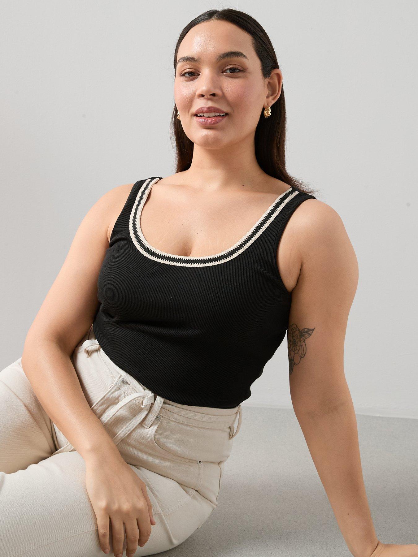 Image 4 of 6 of The Very Collection Curve Stitch Detail Rib Vest - Black