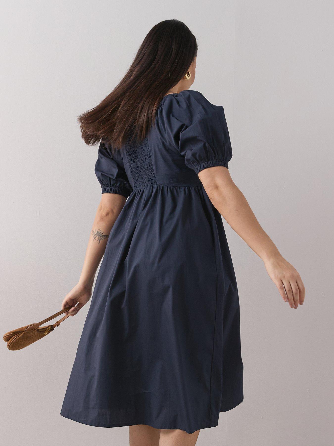 Image 2 of 6 of The Very Collection Curve Shirred Waist Short Sleeve Midi Dress