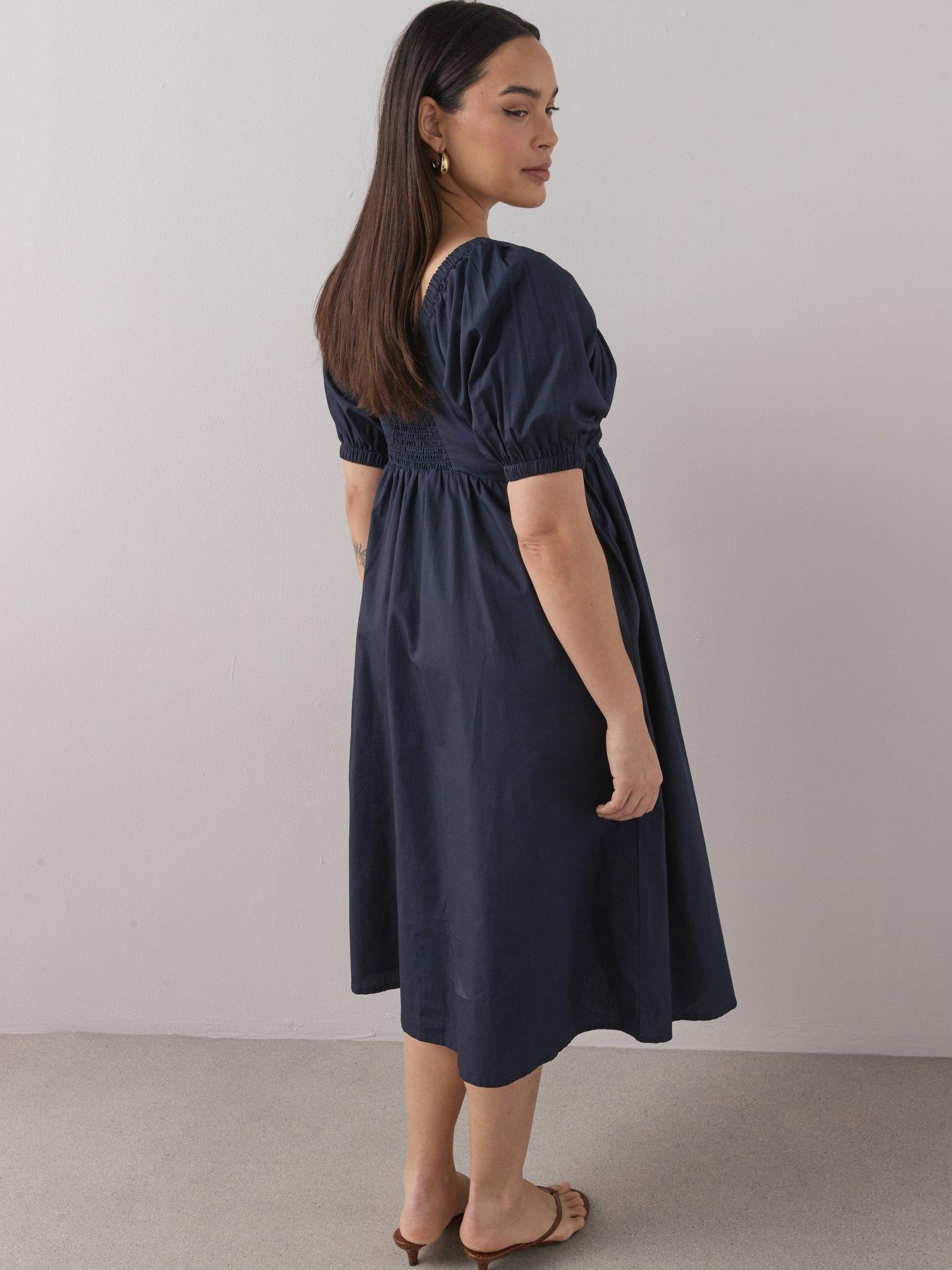 Image 5 of 6 of The Very Collection Curve Shirred Waist Short Sleeve Midi Dress