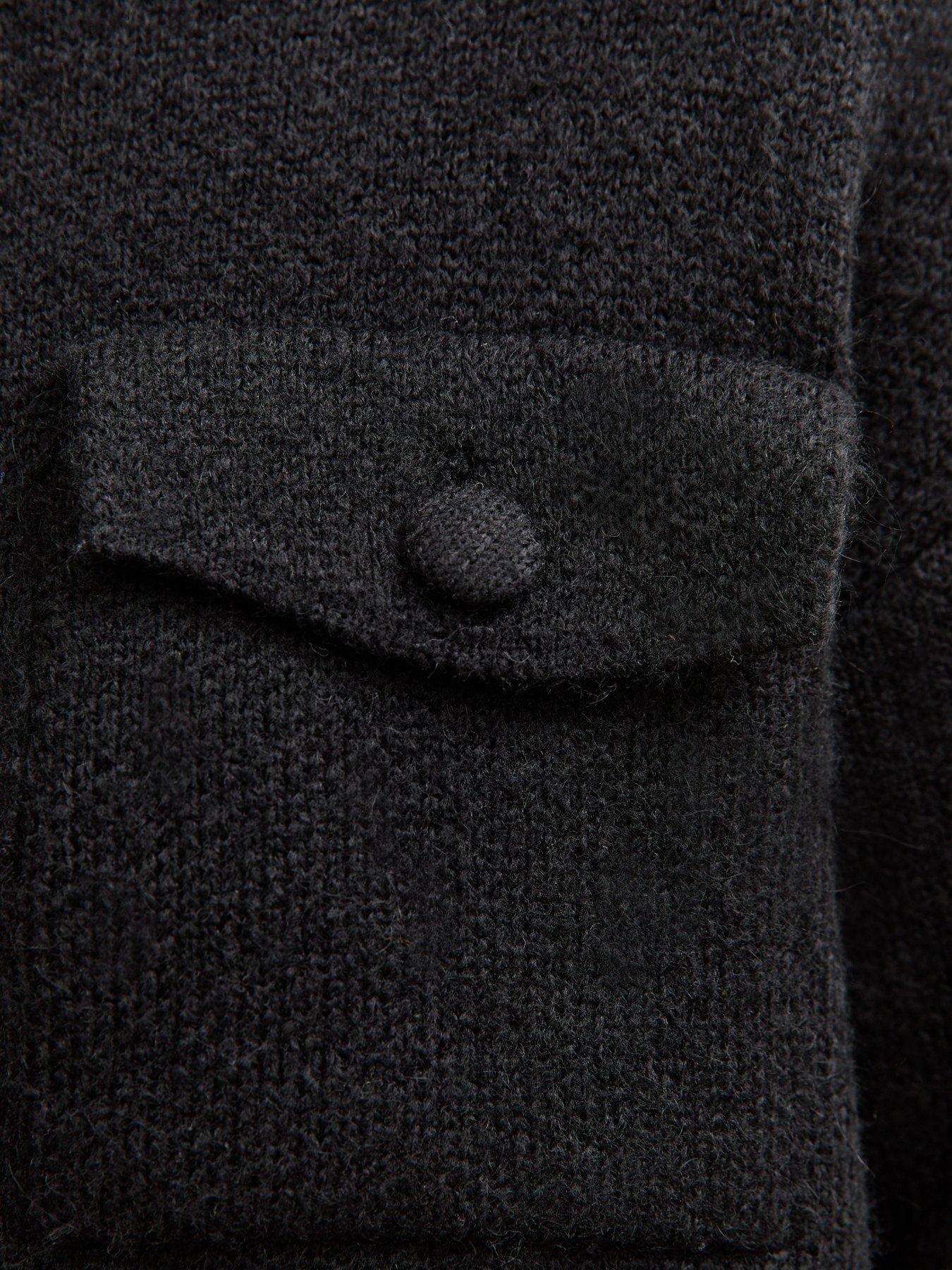 Image 6 of 6 of New Look Flap Pocket Knitted Bomber Jacket - Black