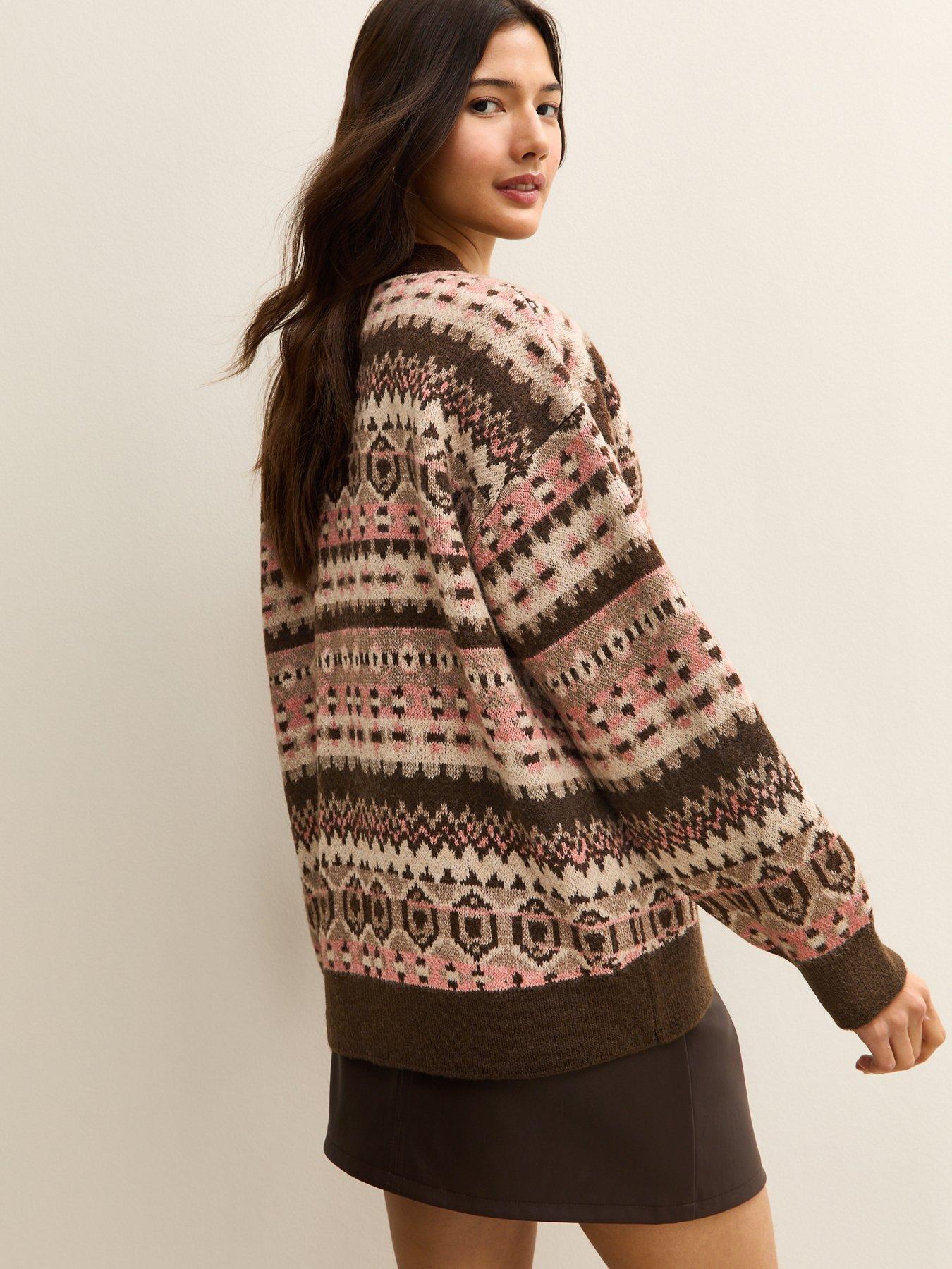  image of new-look-fairisle-v-neck-cardigan-brown