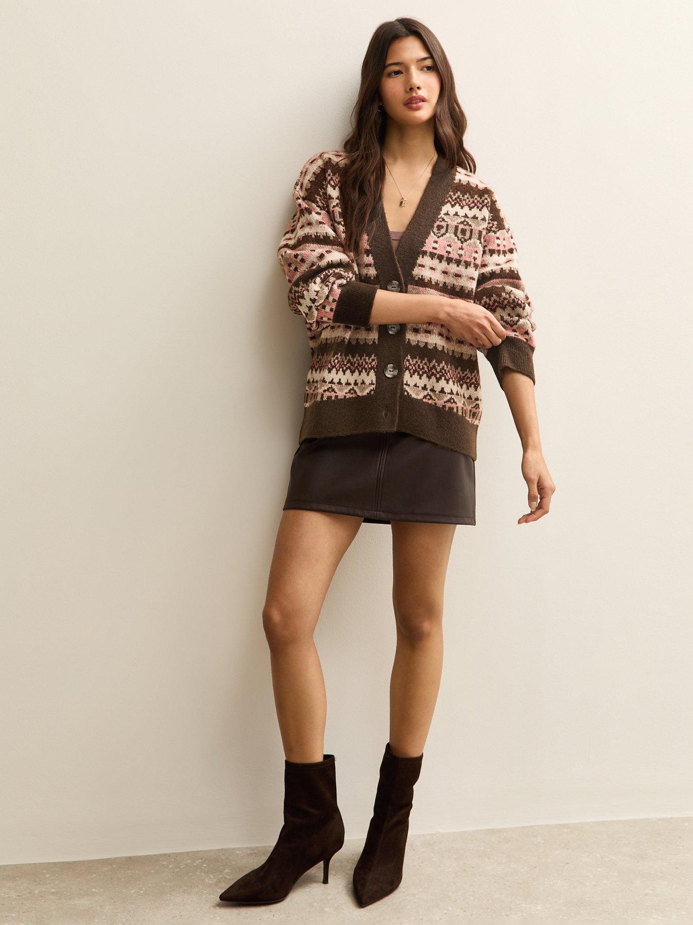  image of new-look-fairisle-v-neck-cardigan-brown