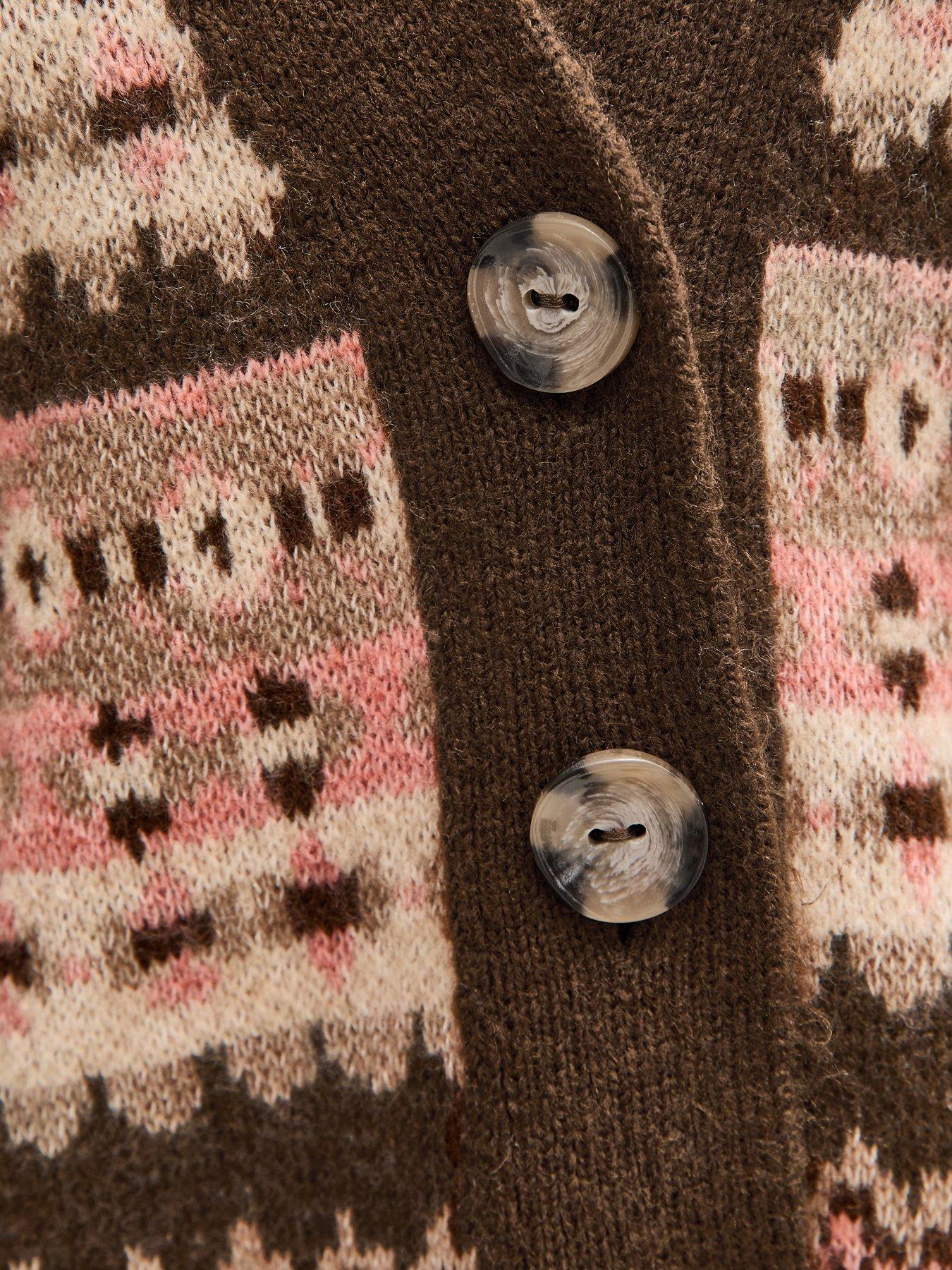  image of new-look-fairisle-v-neck-cardigan-brown