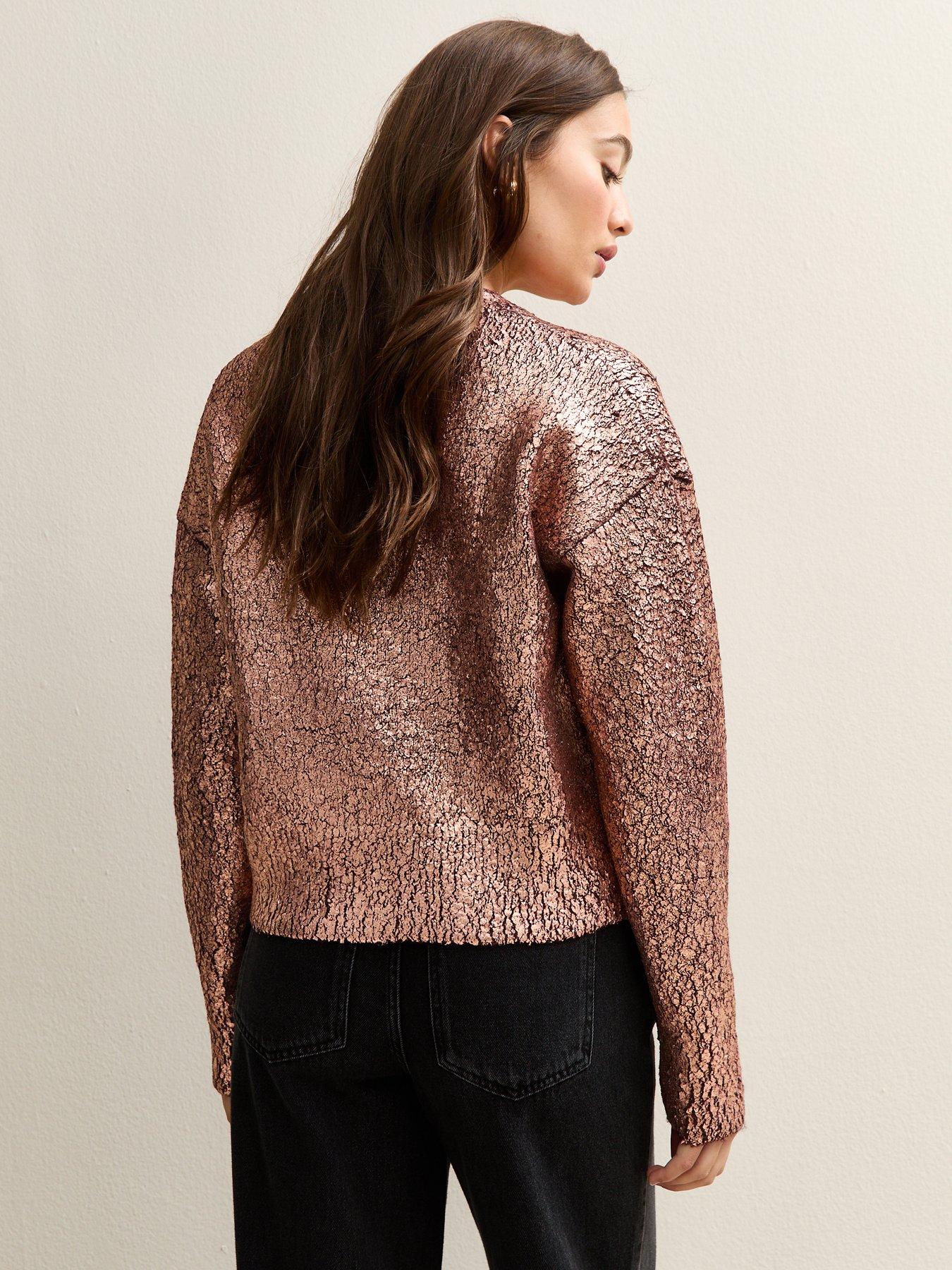  image of new-look-foil-print-jumper-brown