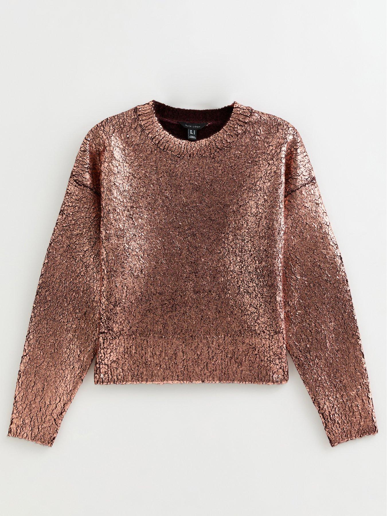  image of new-look-foil-print-jumper-brown
