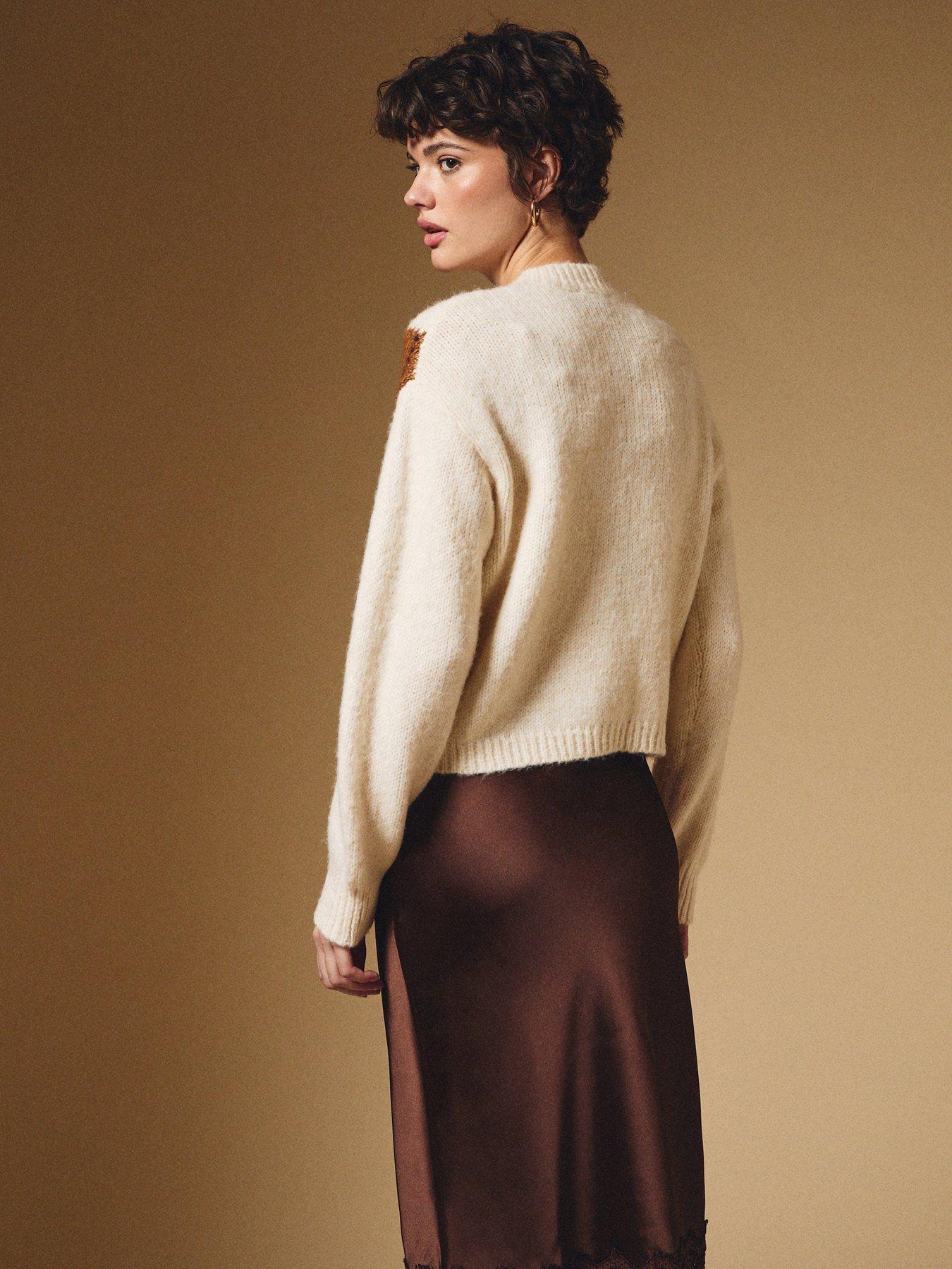 stillFront image of new-look-argyle-pattern-crew-neck-cardigan-cream